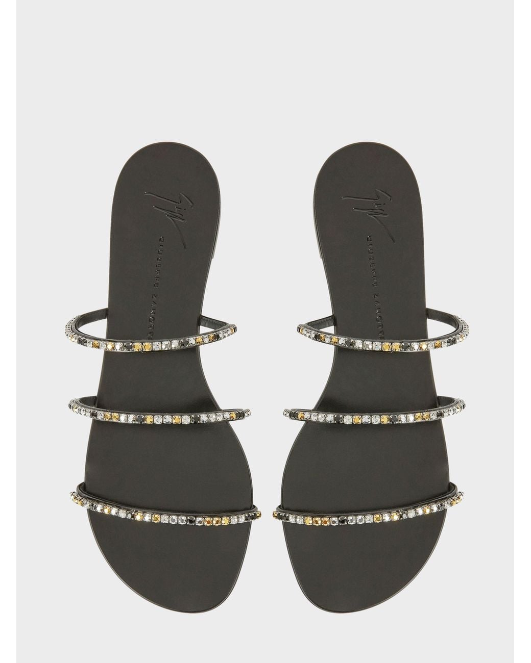 Giuseppe Zanotti White Dark Colorful Flat Sandal