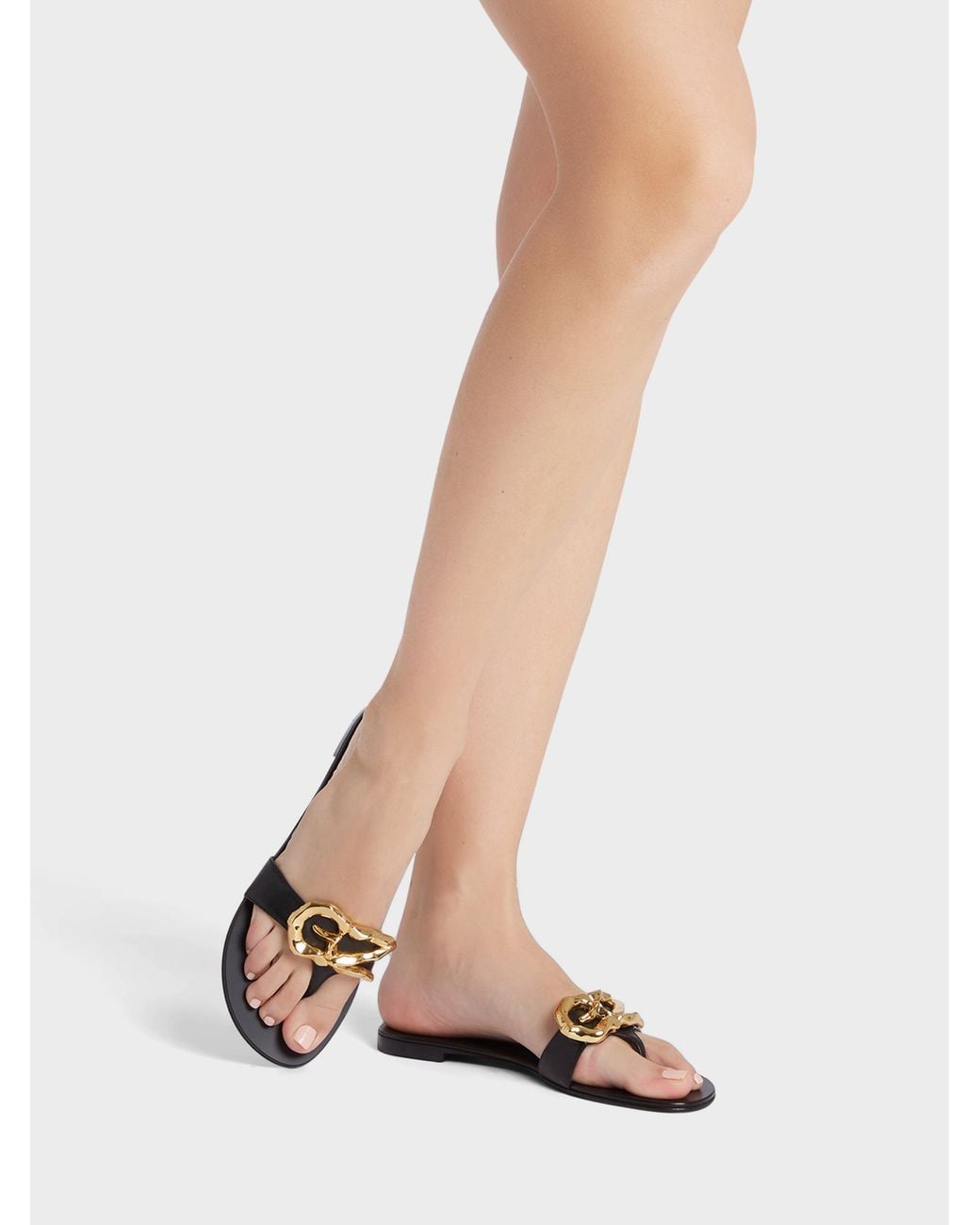 Giuseppe Zanotti White Lyra Zali' Flat Sandal