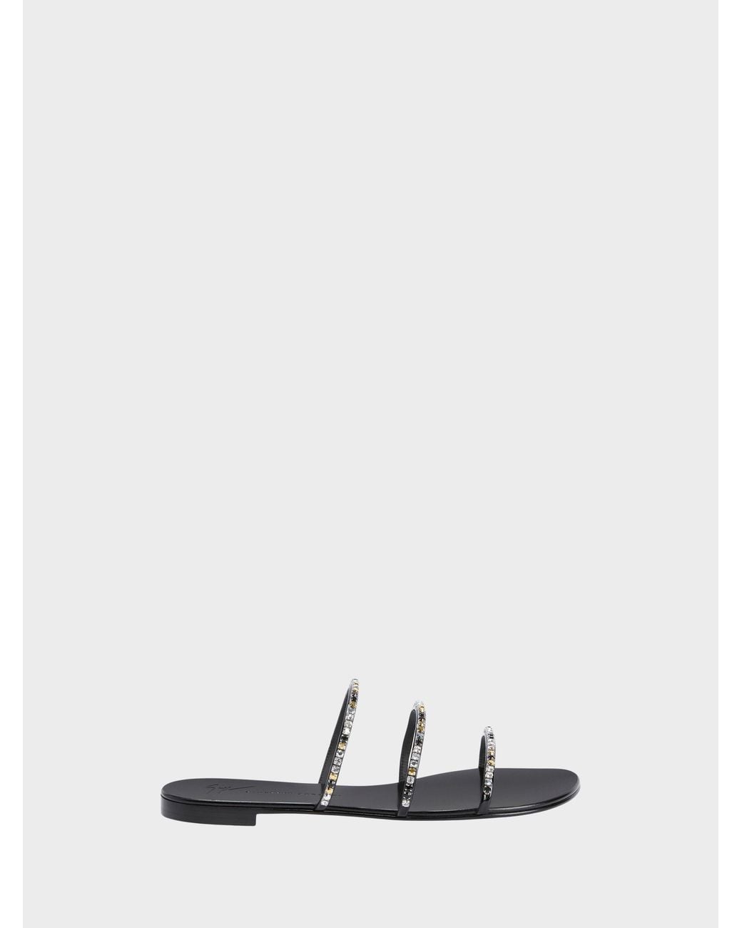Giuseppe Zanotti White Dark Colorful Flat Sandal