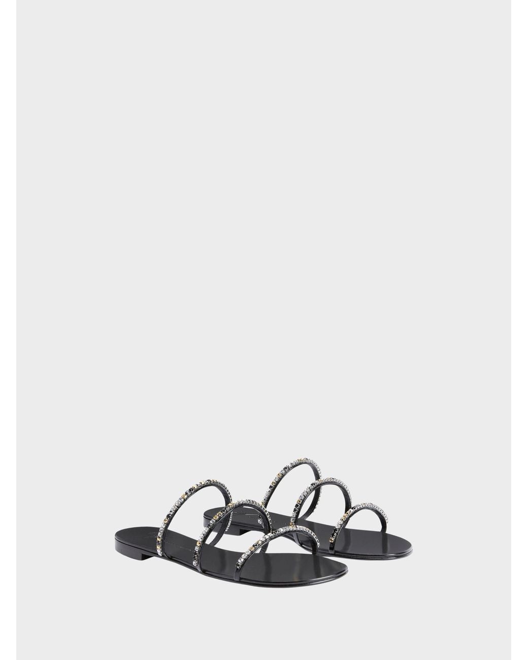 Giuseppe Zanotti White Dark Colorful Flat Sandal