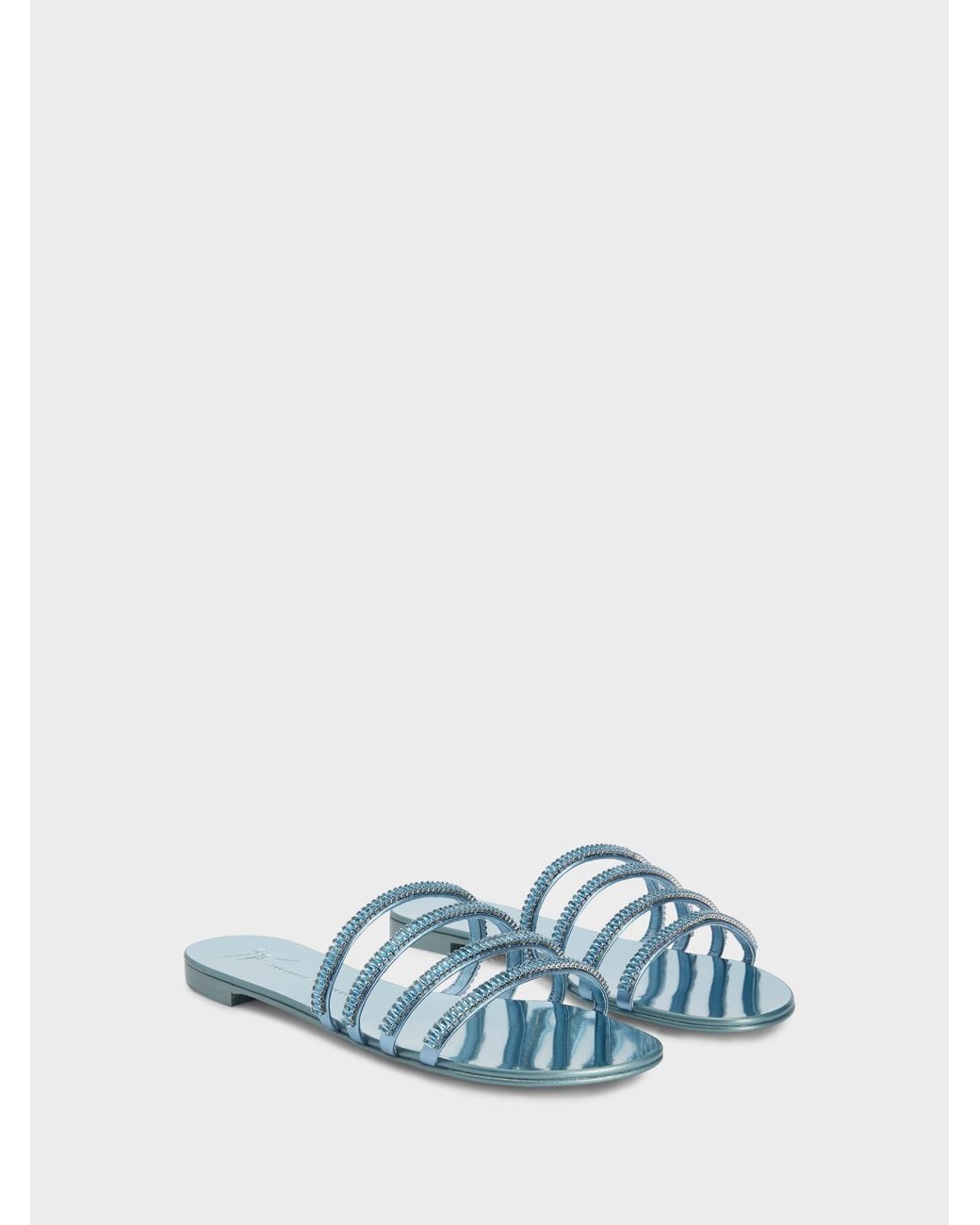 Giuseppe Zanotti White Iride Crystal Flat Sandal
