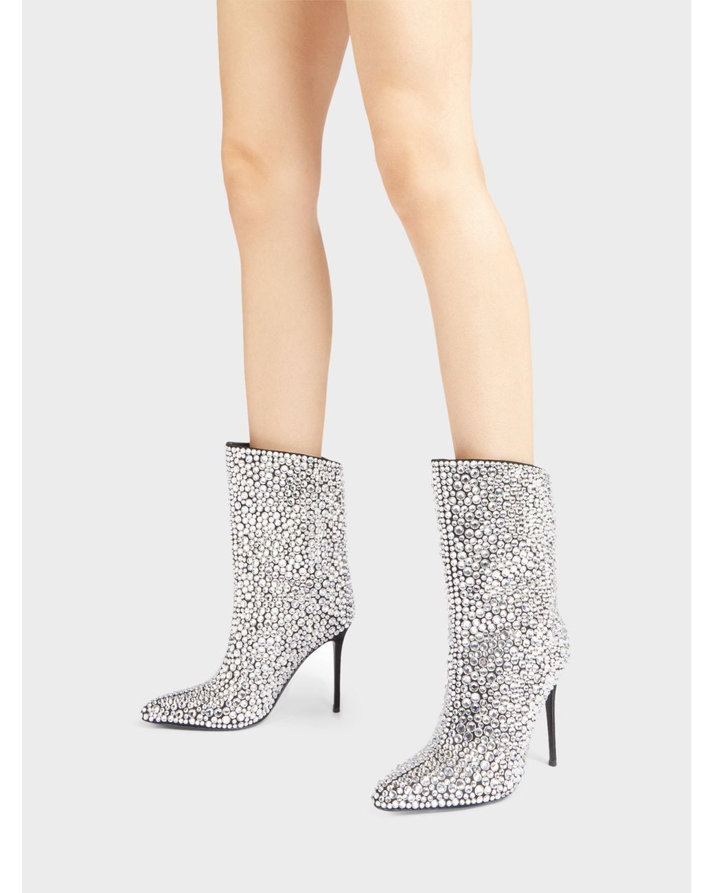 Giuseppe Zanotti White Merissa Sparkle Bootie 105