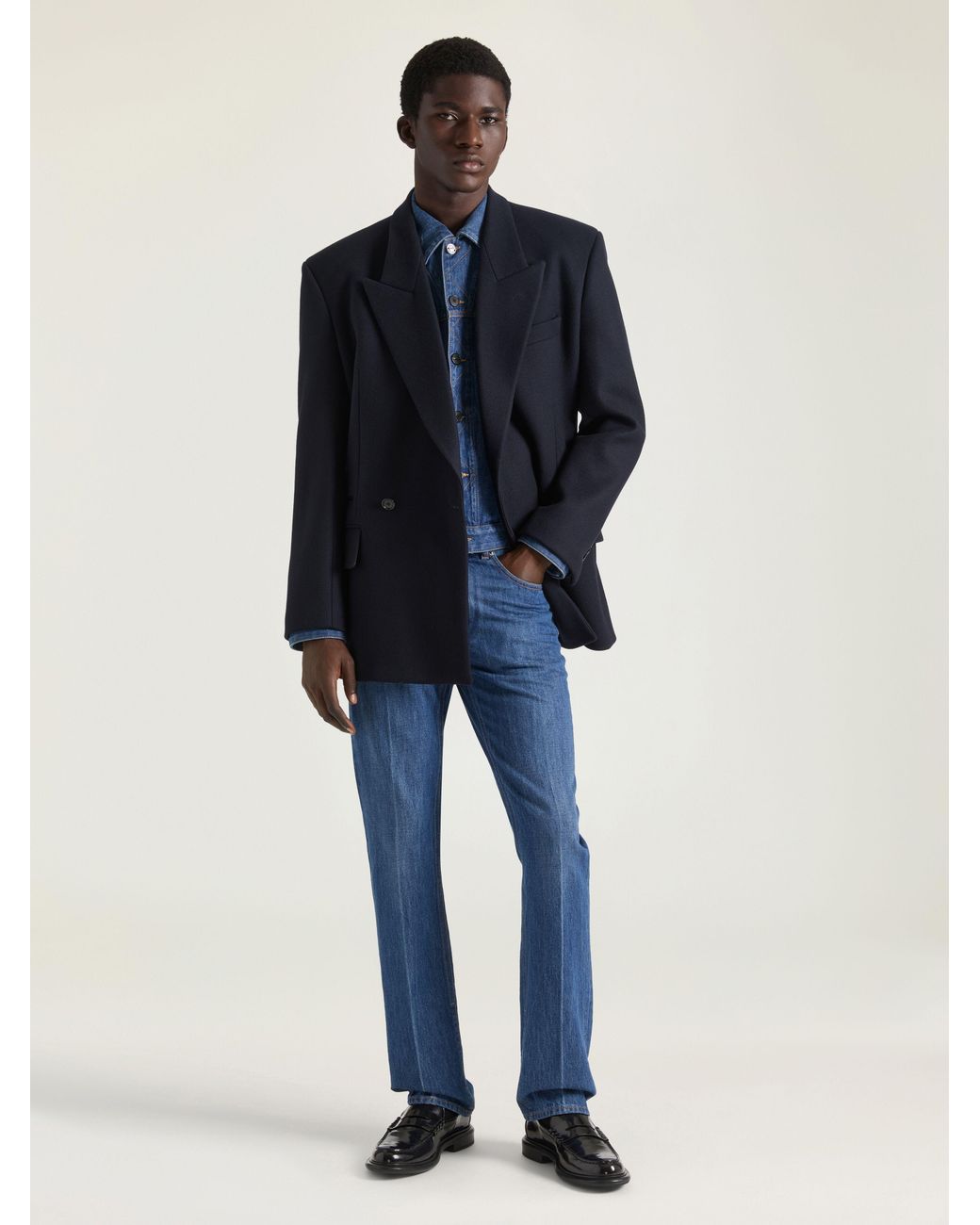 Givenchy Blue Deconstructed Peaked Lapel Jacket for men