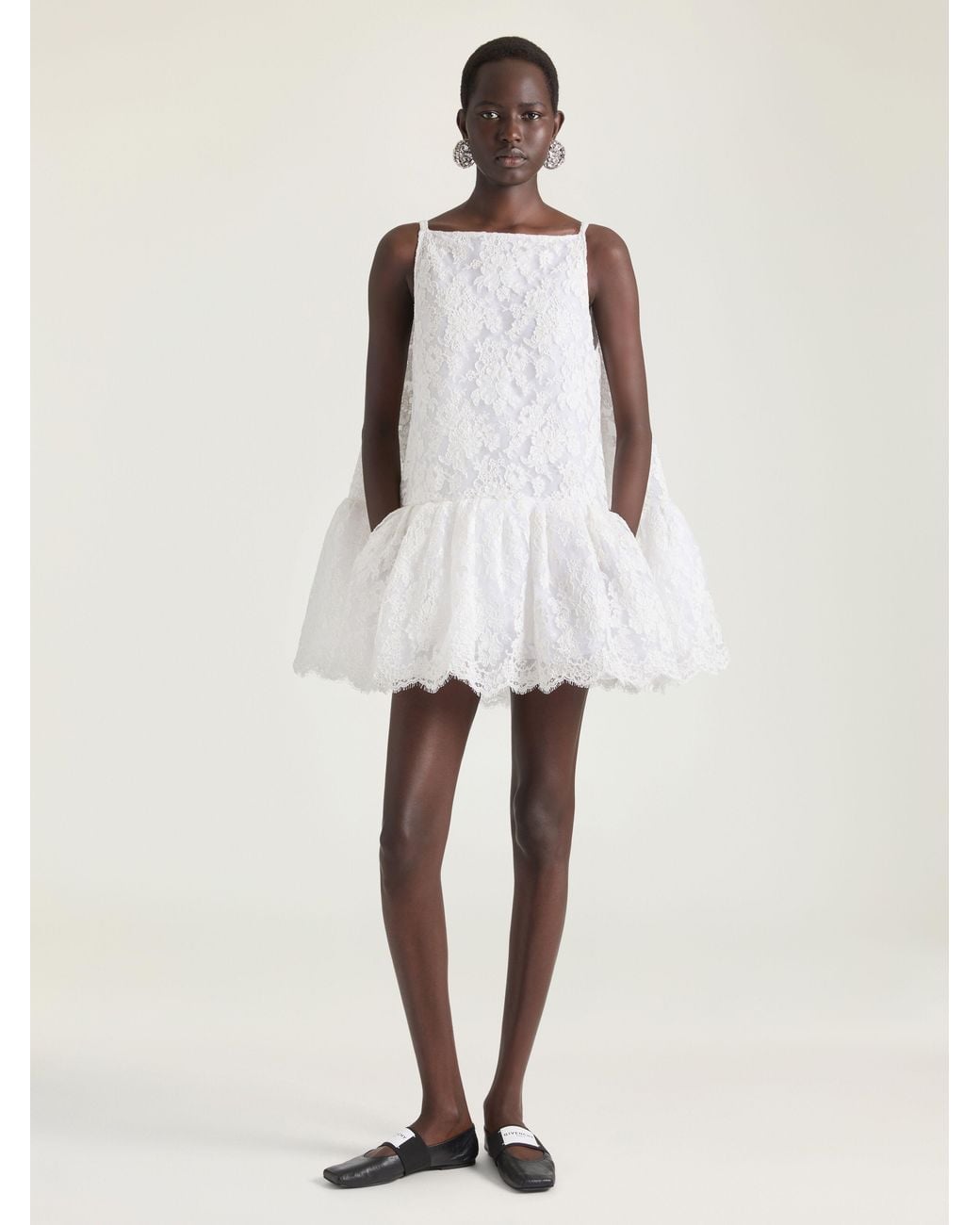Givenchy Natural Sliced Mini Ruffled Dress
