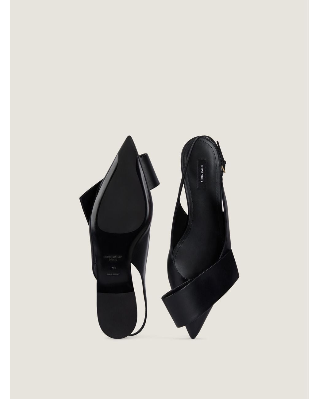 Givenchy White Twisted Ribbon Flat Slingbacks