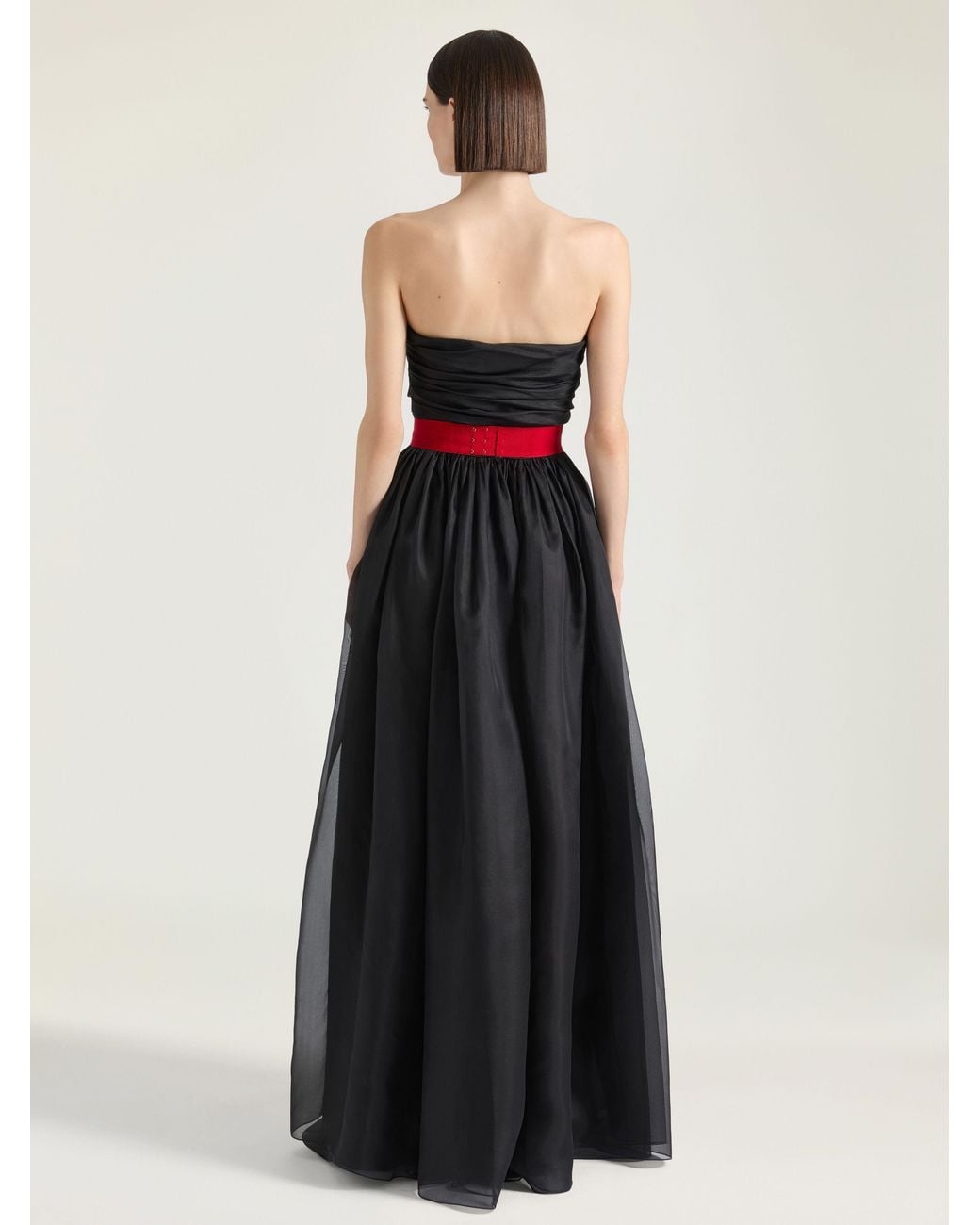 Givenchy Black Belted Silk Organza Bustier Gown