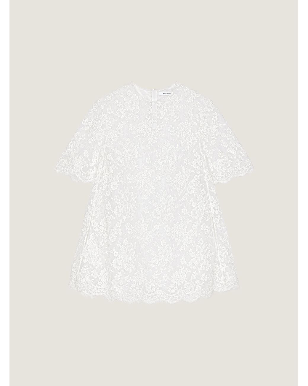 Givenchy Natural Mini Dress In Floral Lace With Cape