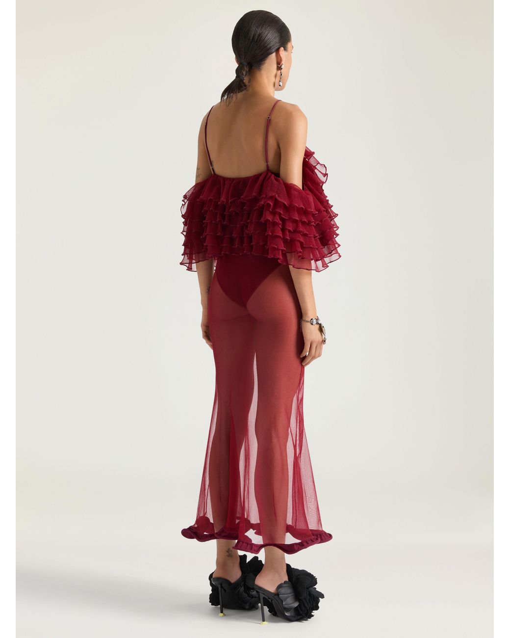 Givenchy Red Long Ruffled Dress