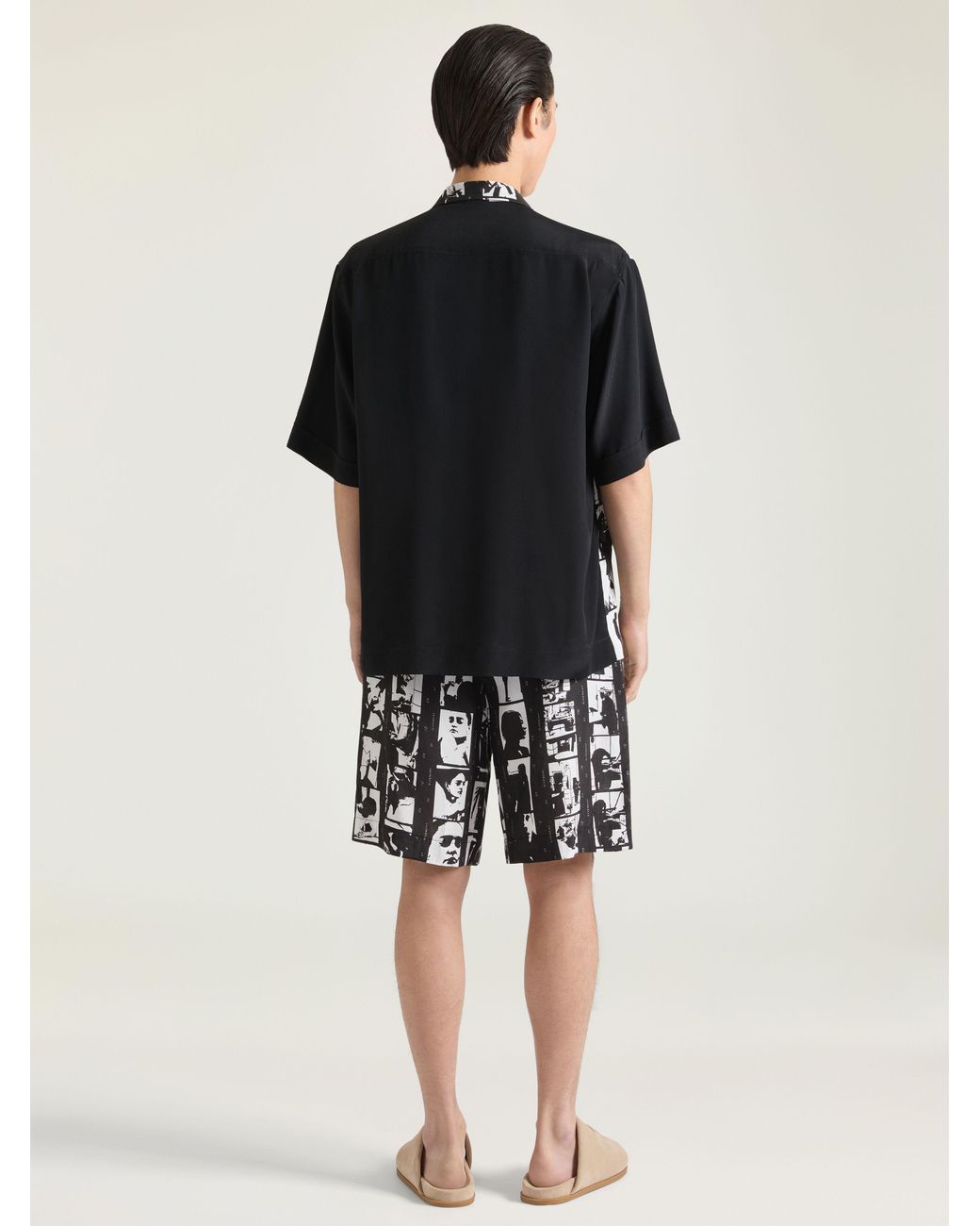 Givenchy Black Bermuda Shorts With Photographic Negative Print for men