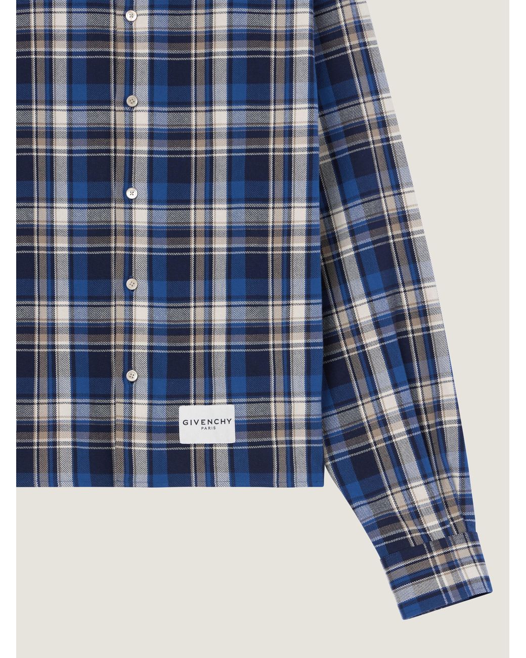 Givenchy Blue Cropped Checked Shirt for men