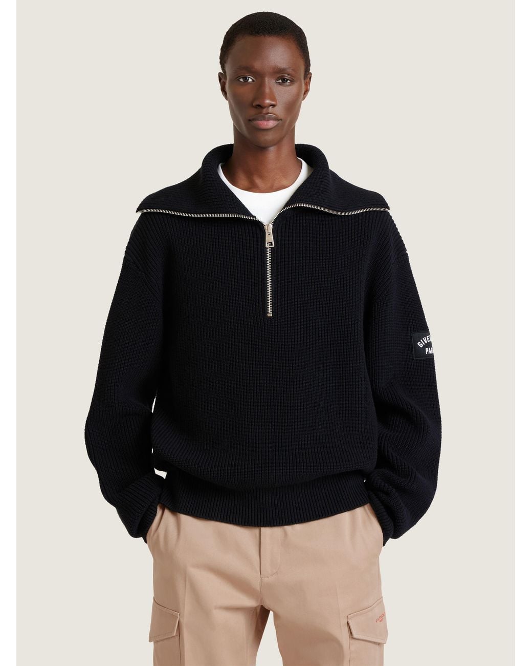 Pullover con zip in cotone e lana di Givenchy in Blue da Uomo