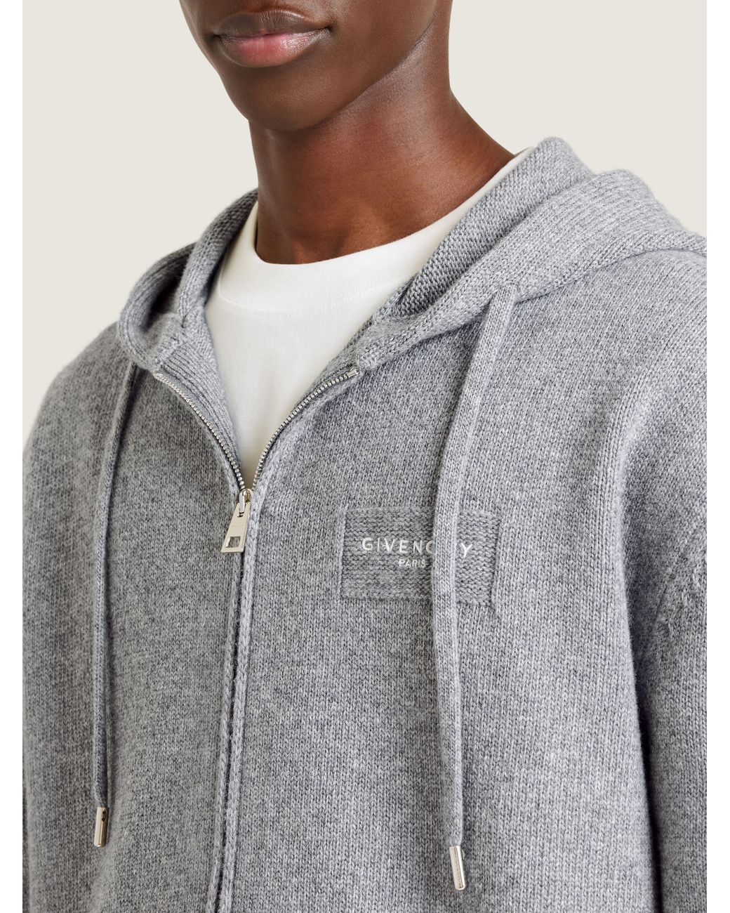 Givenchy Gray Couture Seam Zipped Hoodie for men