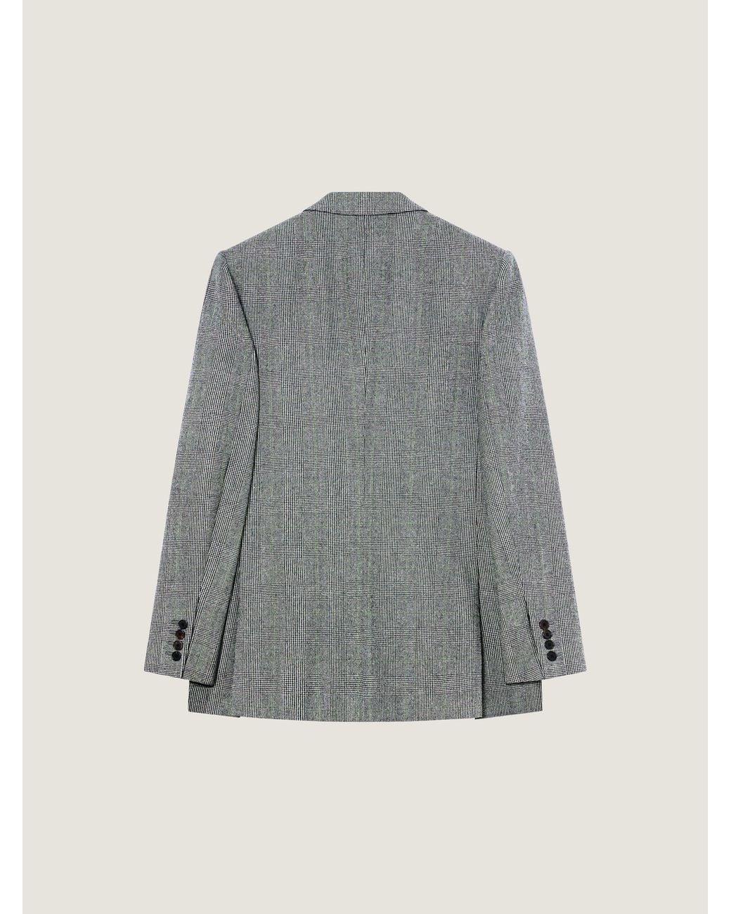 Givenchy Gray Double-Breasted Fitted Checked Jacket for men