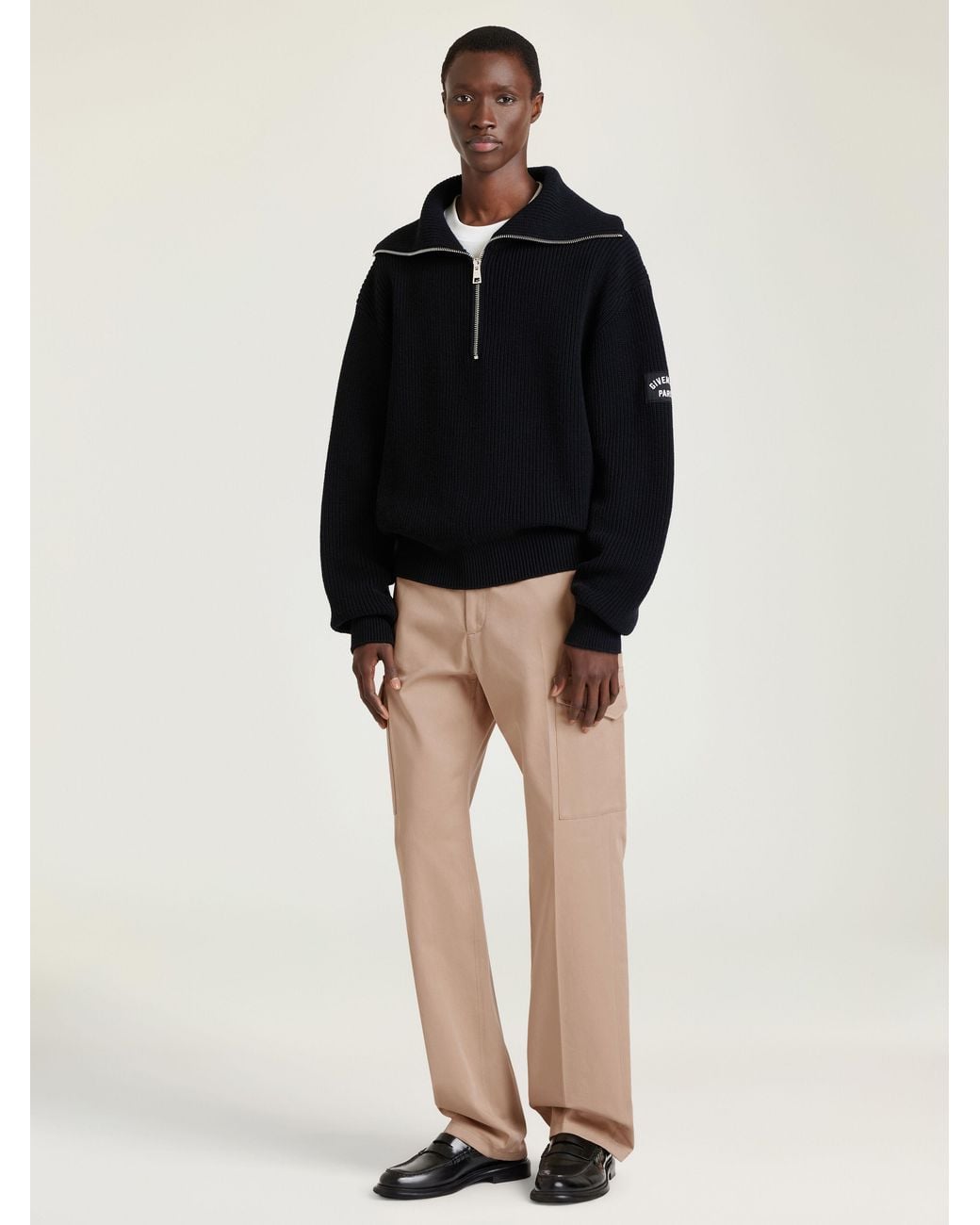 Pullover con zip in cotone e lana di Givenchy in Blue da Uomo