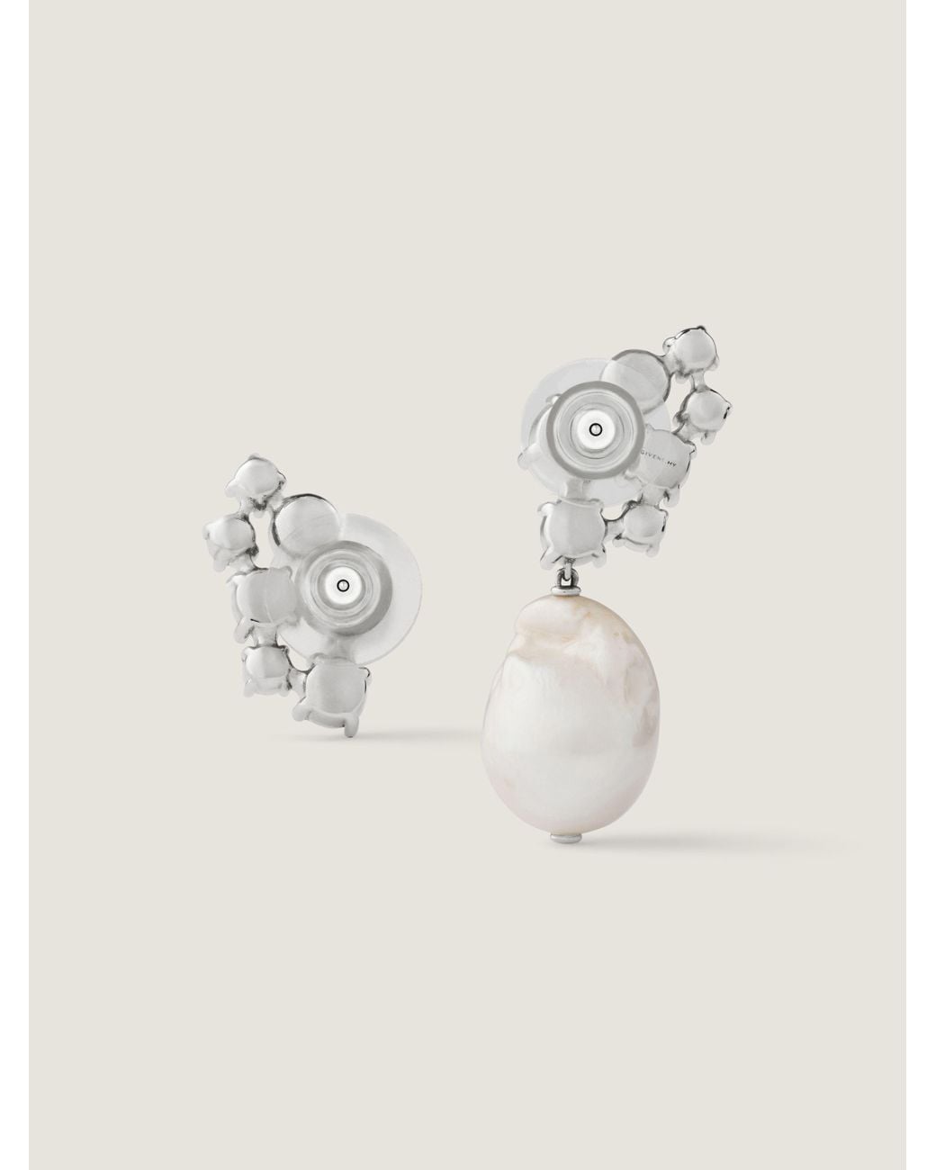 Givenchy Natural Crystal Pearl Asymmetric Earrings