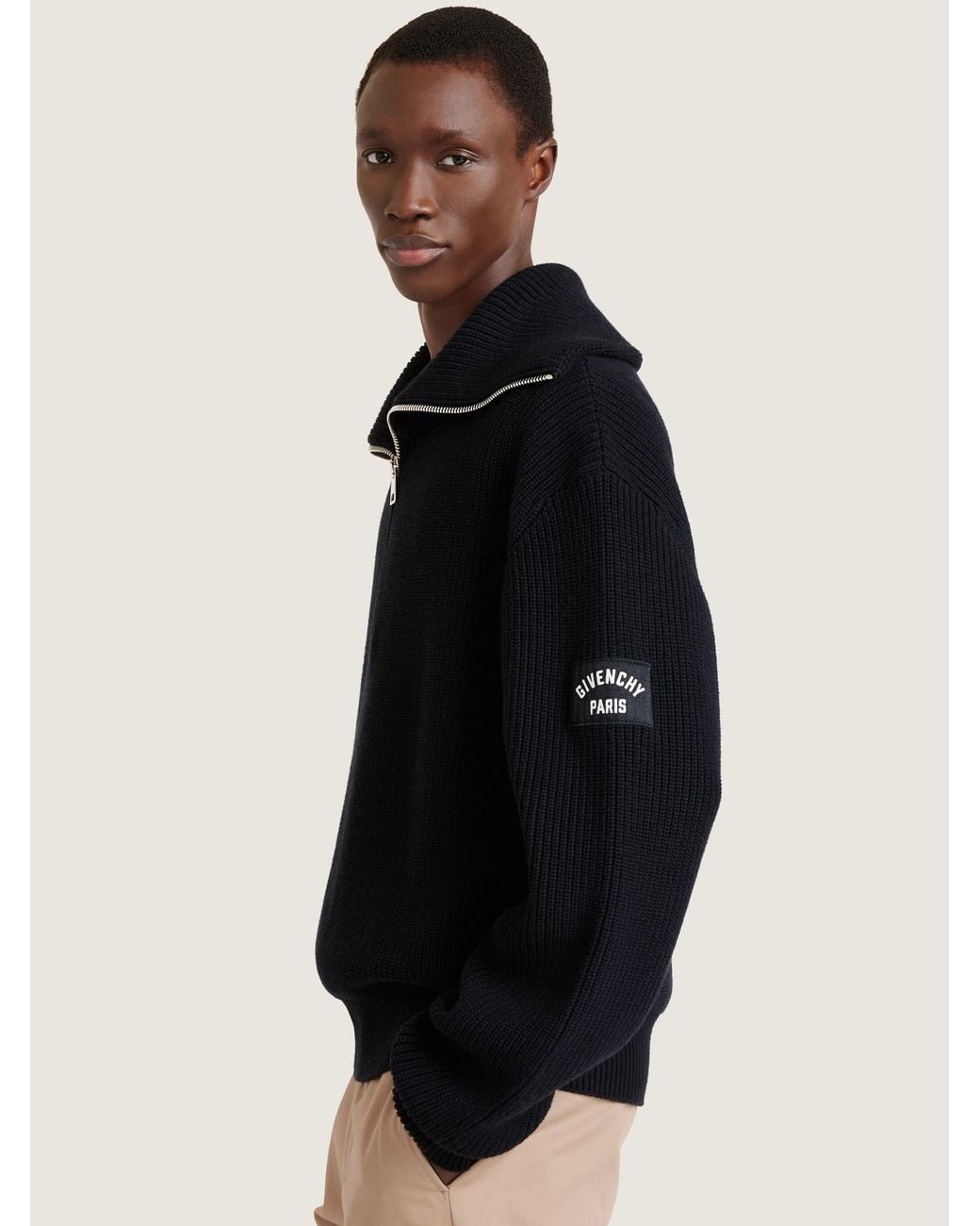 Pullover con zip in cotone e lana di Givenchy in Blue da Uomo