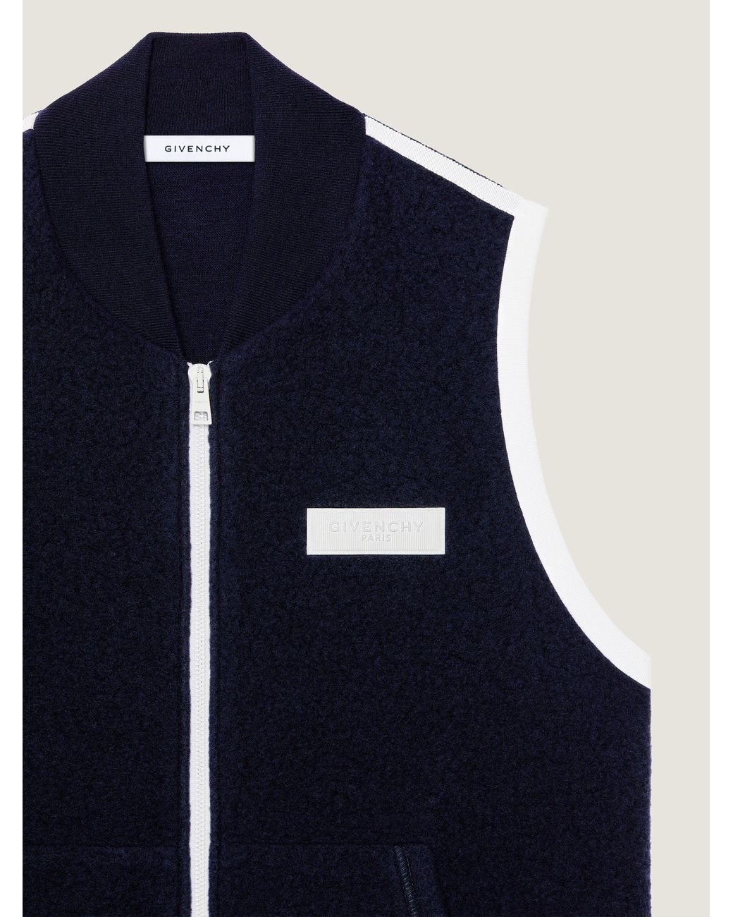 Givenchy Blue Sleeveless Fleece Jacket With Gros Grain Detail for men