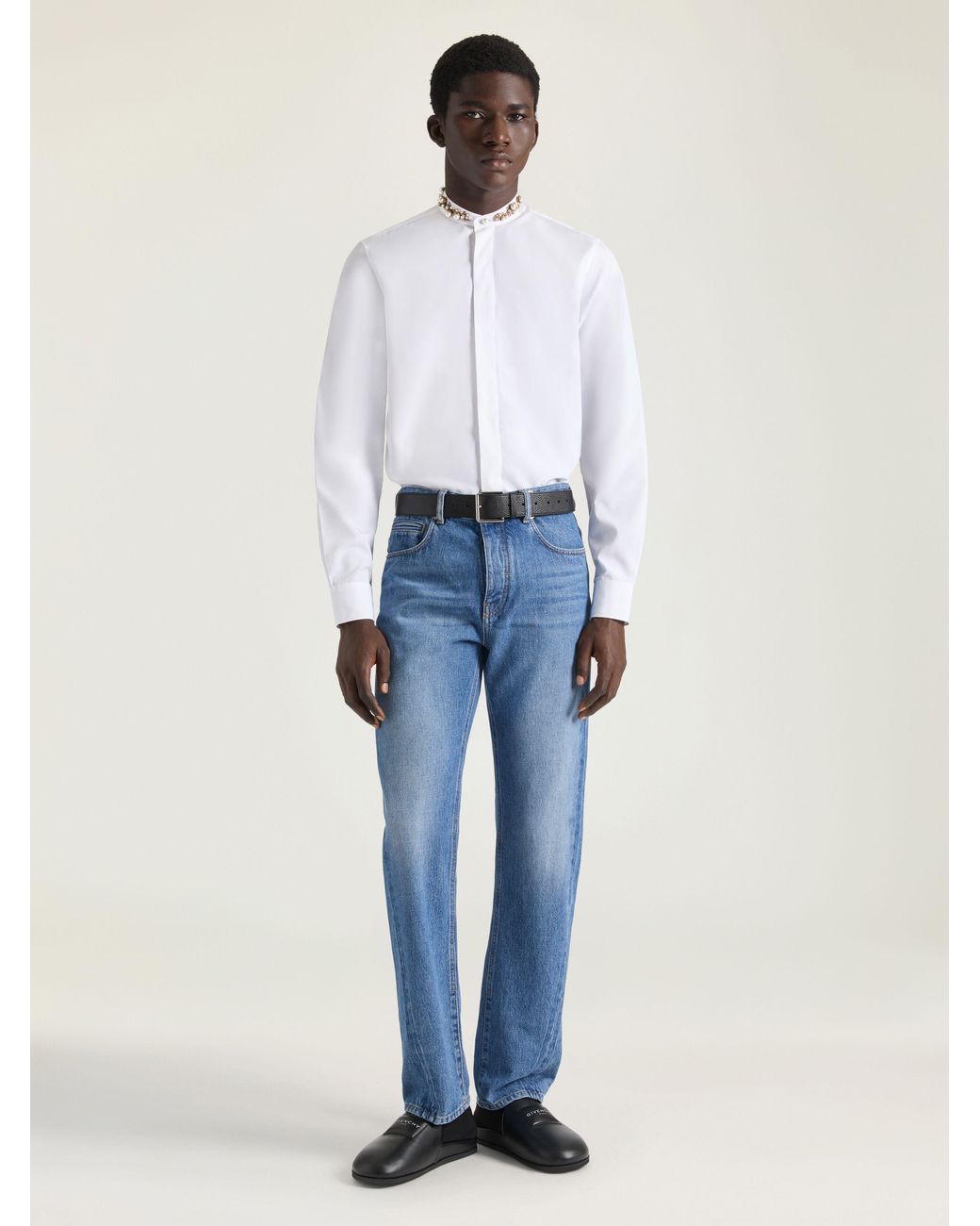 Givenchy Blue Couture Seam Straight Fit Shadow Washed Jeans for men