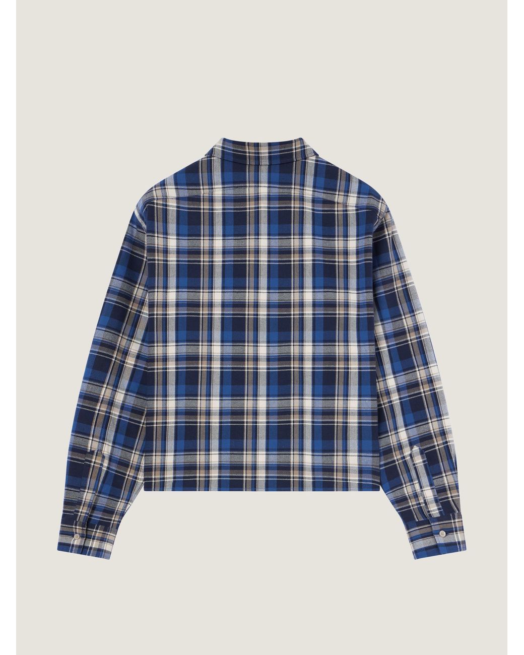 Givenchy Blue Cropped Checked Shirt for men