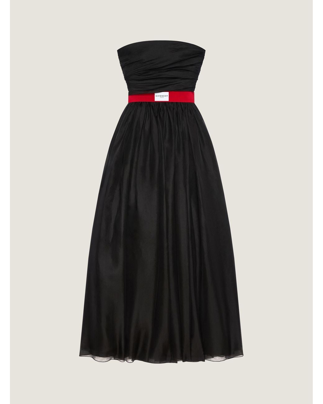 Givenchy Black Belted Silk Organza Bustier Gown