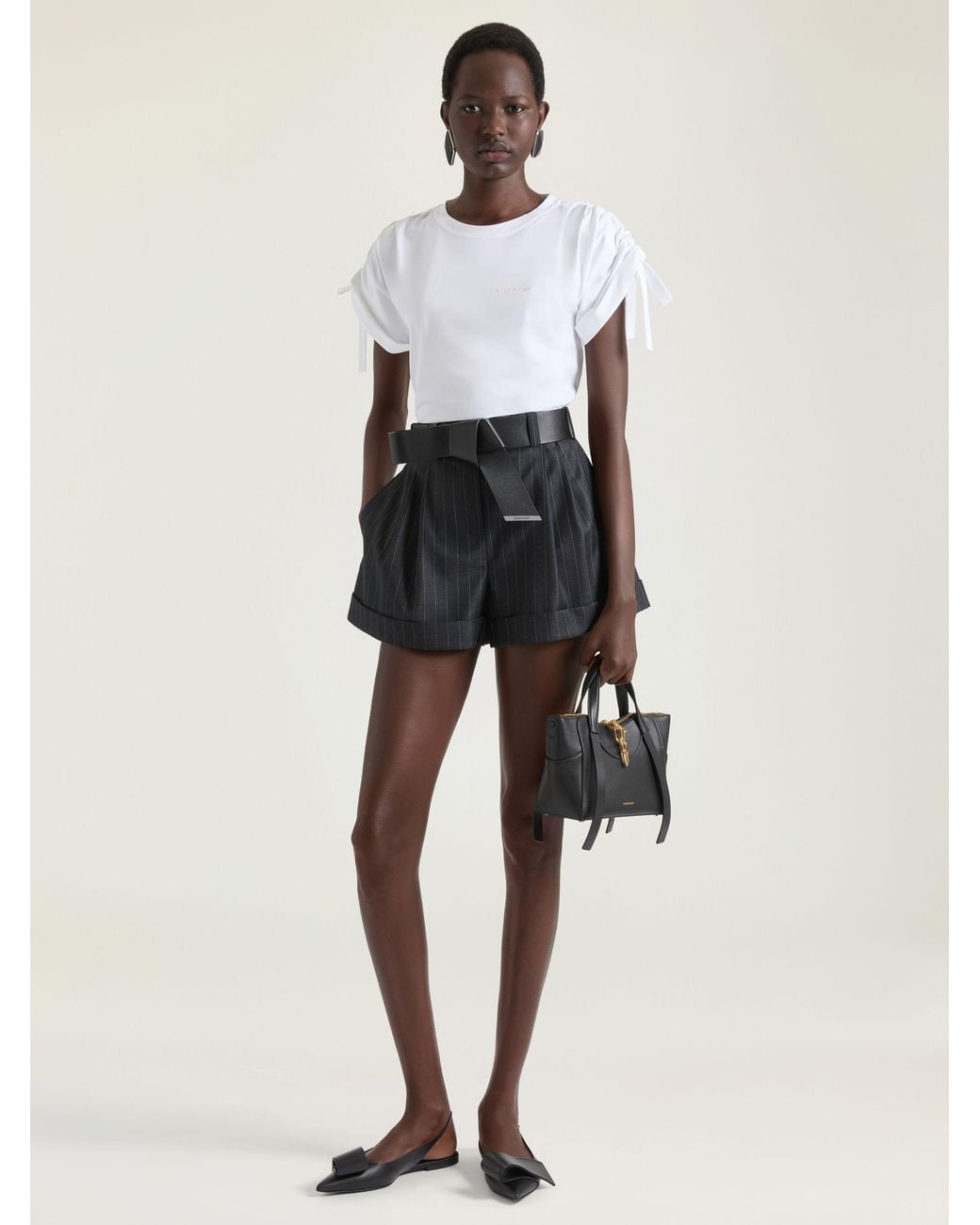 Givenchy Blue Double Pleat Striped Shorts