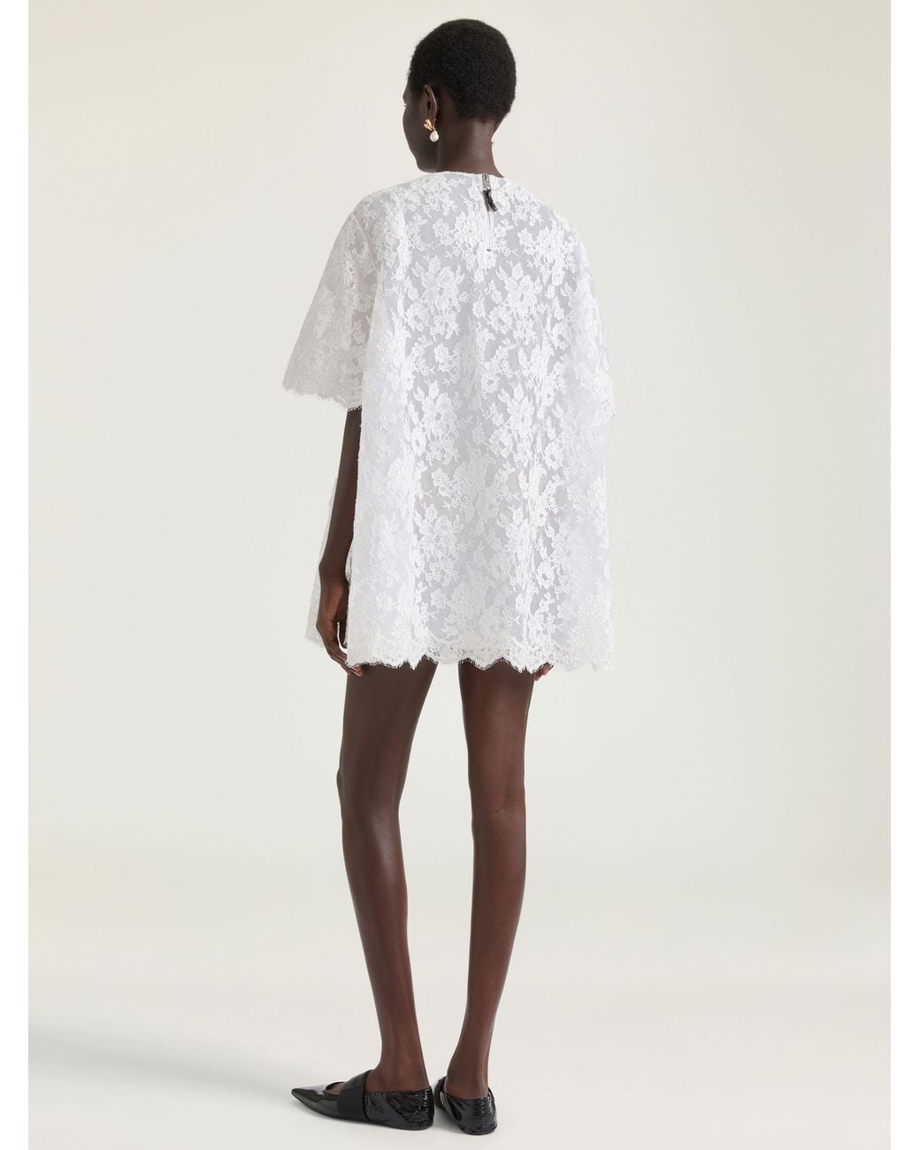 Givenchy Natural Mini Dress In Floral Lace With Cape