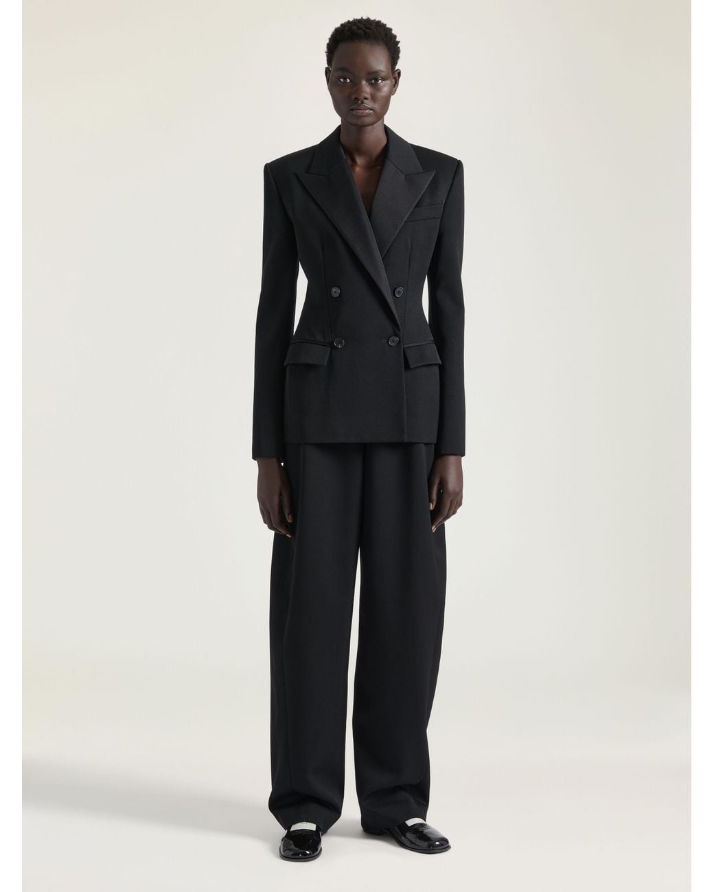 Givenchy Black Structured Double-Breasted Jacket With Satin Collar