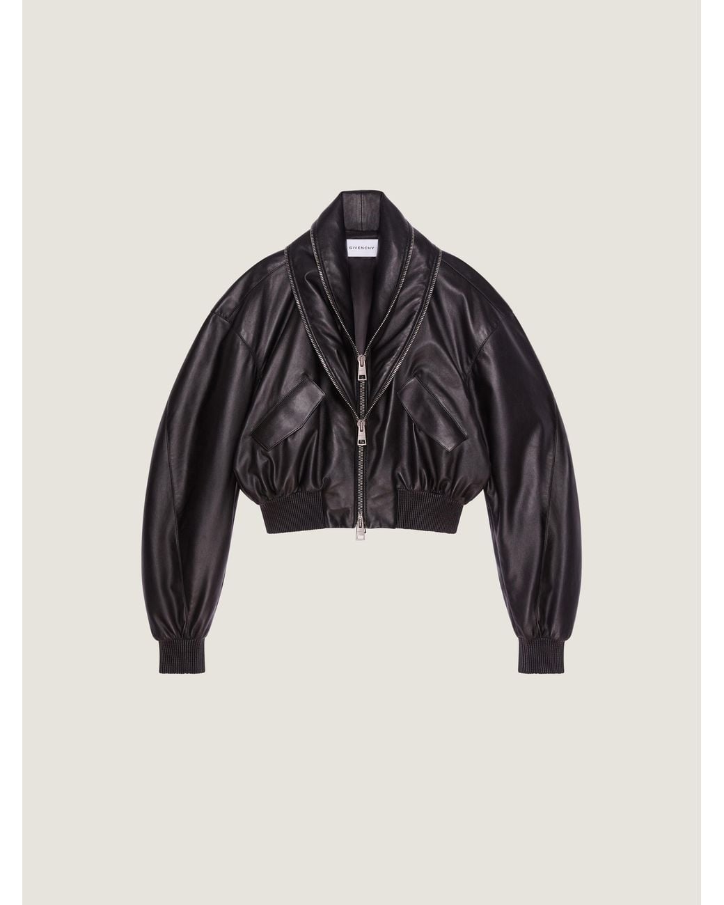 Givenchy Black Leather Shawl-Collar Cocoon Jacket