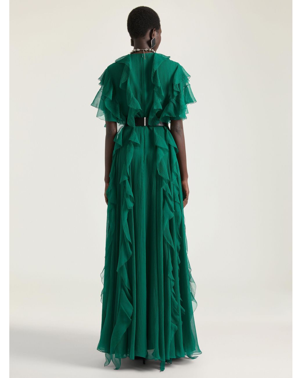 Givenchy Green Long Ruffled Dress
