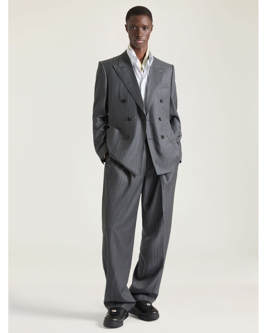 Givenchy Blue Double-Breasted Fitted Striped Jacket for men