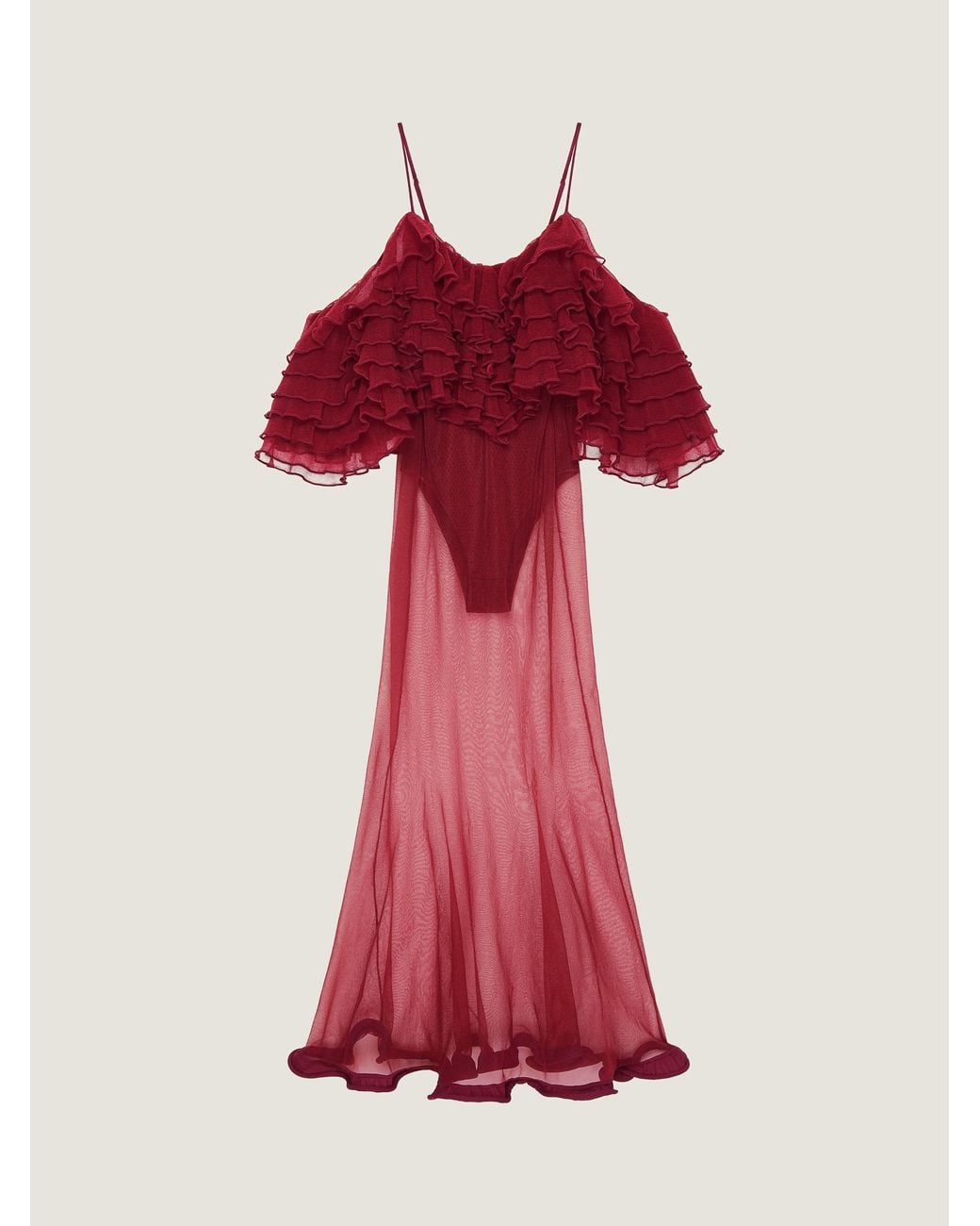 Givenchy Red Long Ruffled Dress