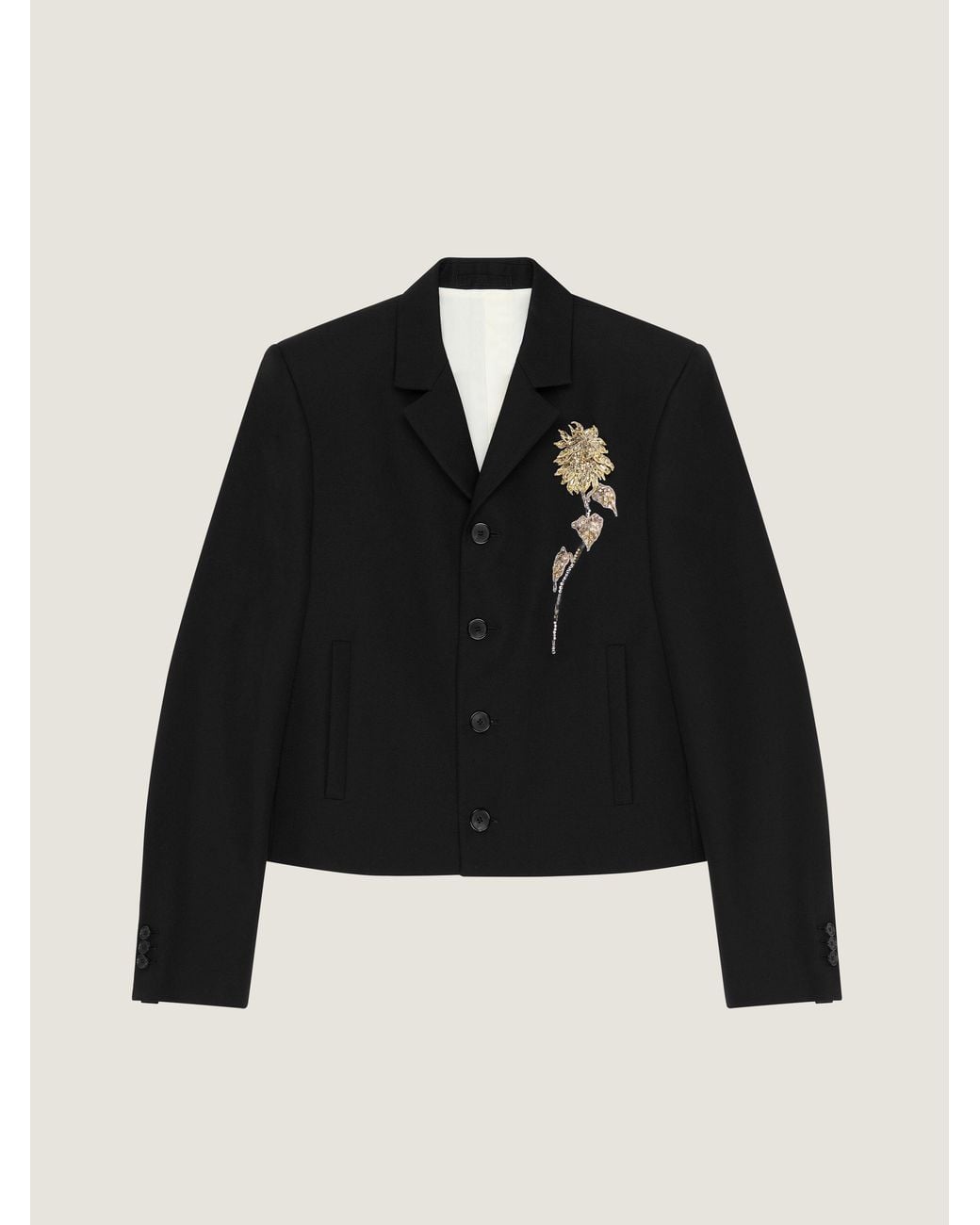 Givenchy Black Embellished Single-Breasted Cropped Jacket for men