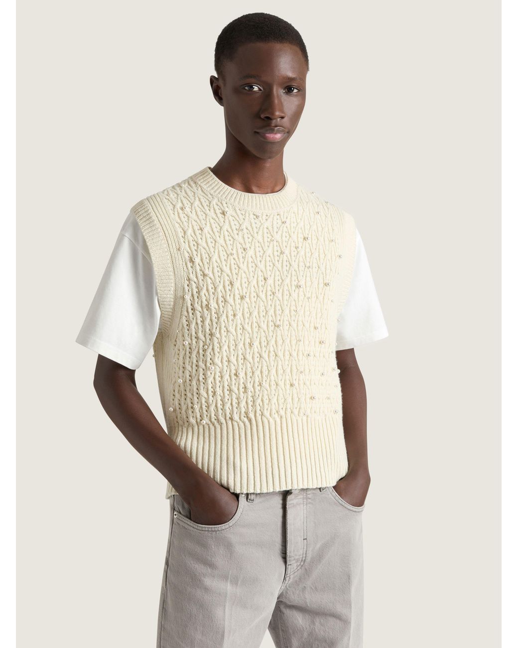 Givenchy Natural Sleeveless Sweater for men