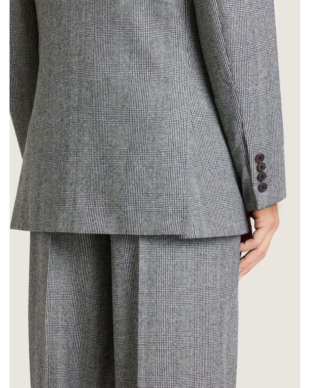 Givenchy Gray Double-Breasted Fitted Checked Jacket for men