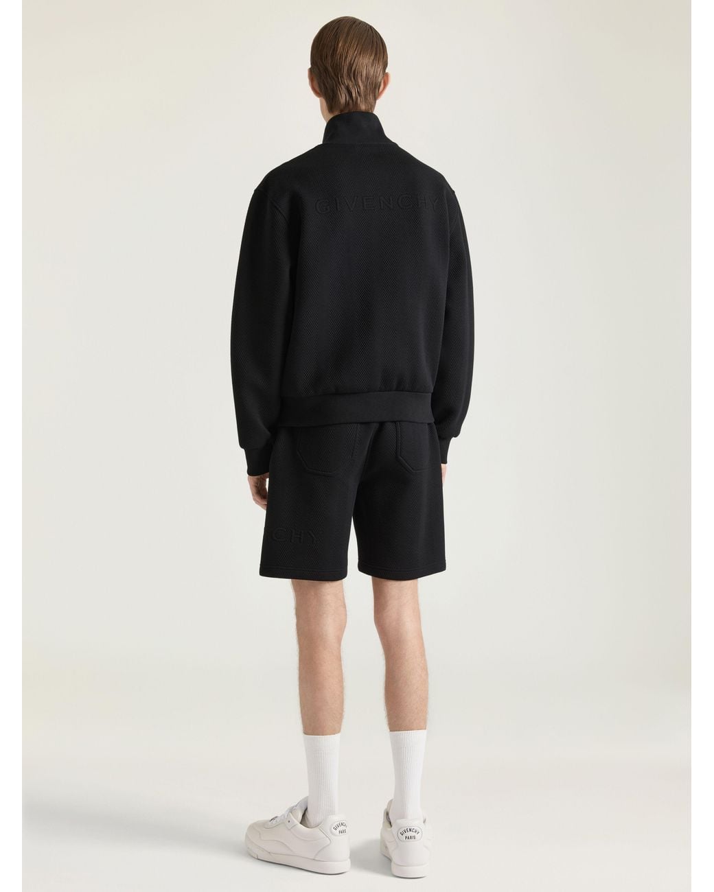 Givenchy Black Herringbone Bermuda Shorts With Jacquard for men