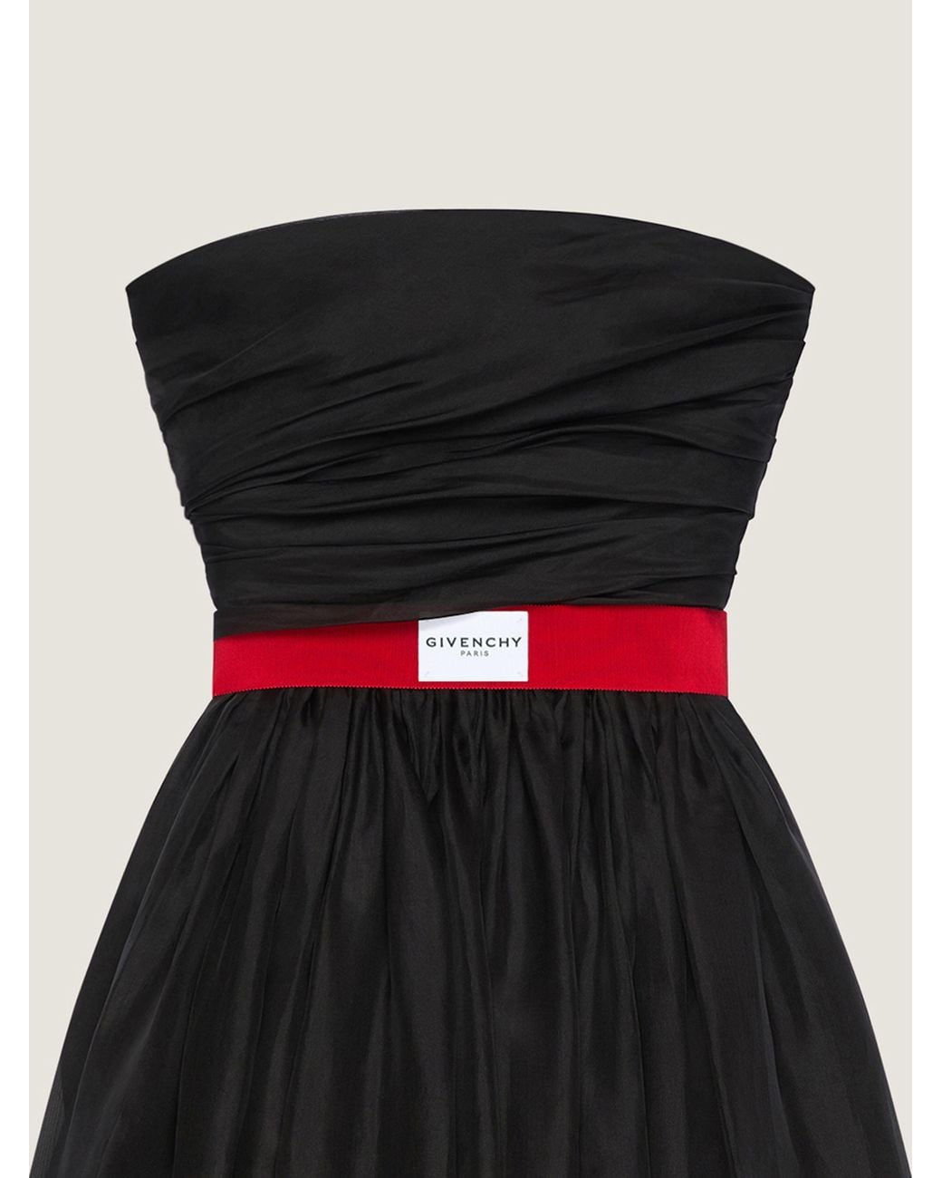 Givenchy Black Belted Silk Organza Bustier Gown