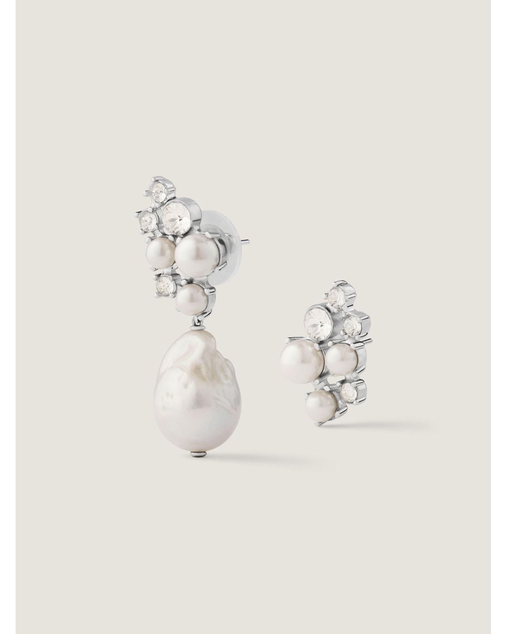 Givenchy Natural Crystal Pearl Asymmetric Earrings