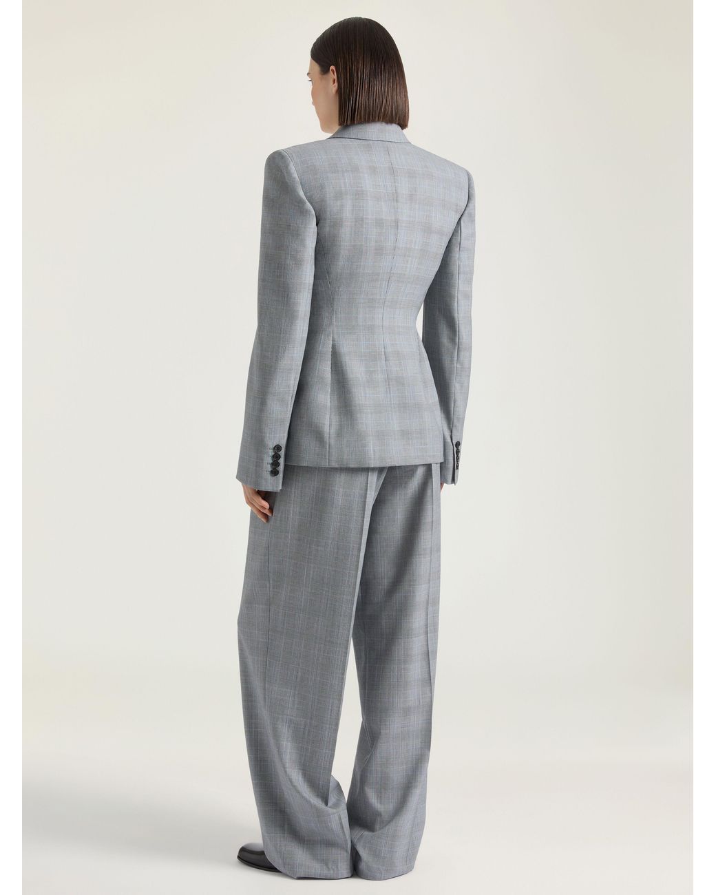 Givenchy Gray Double Pleat Checked Pants