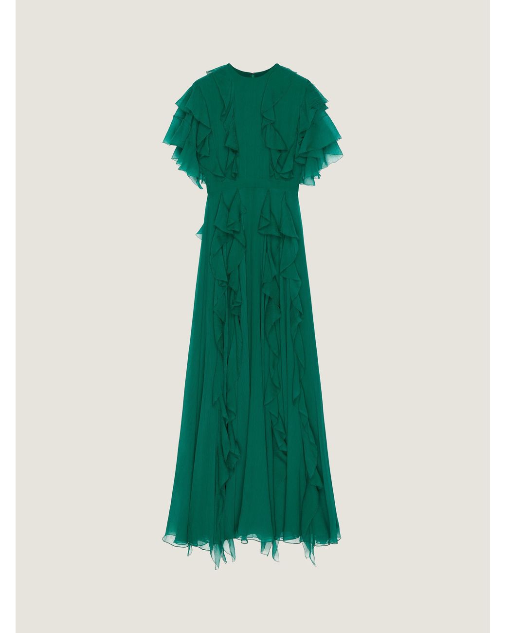 Givenchy Green Long Ruffled Dress