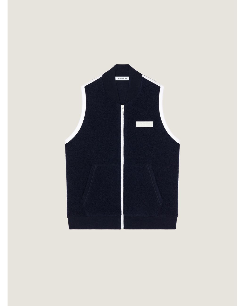 Givenchy Blue Sleeveless Fleece Jacket With Gros Grain Detail for men