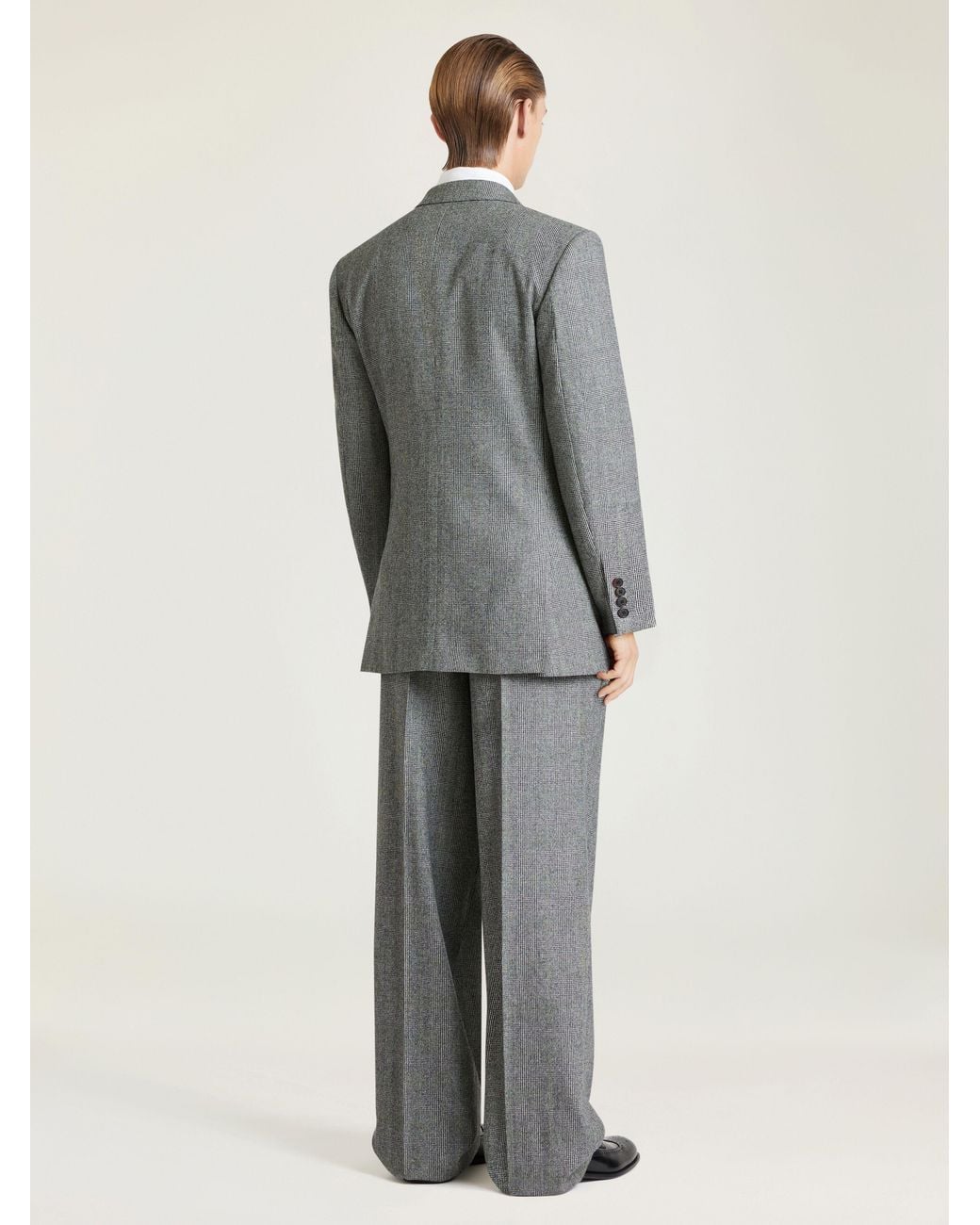 Givenchy Gray Double-Breasted Fitted Checked Jacket for men