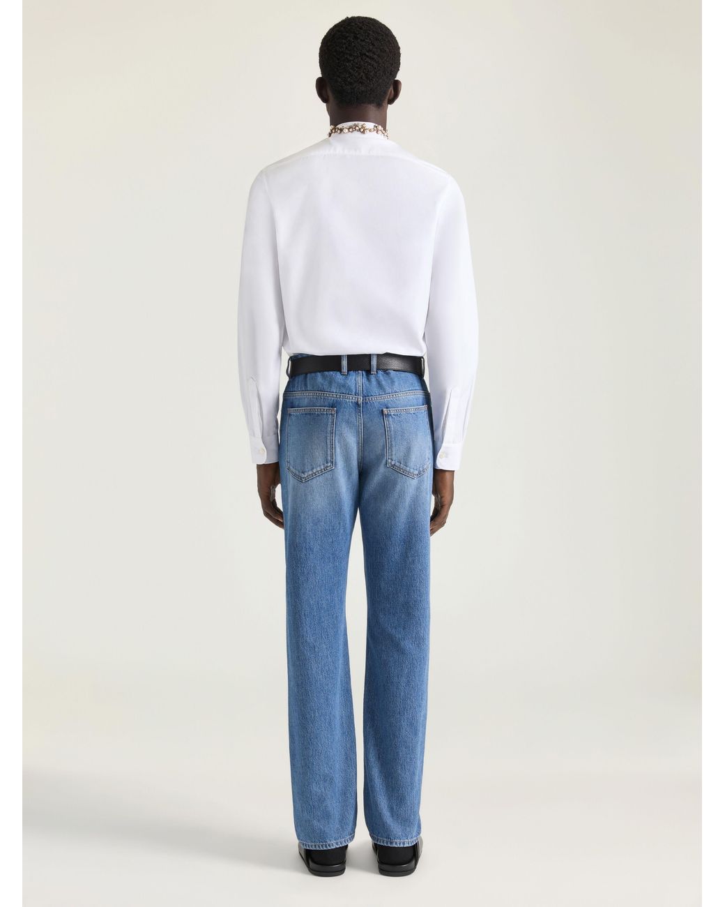 Givenchy Blue Couture Seam Straight Fit Shadow Washed Jeans for men