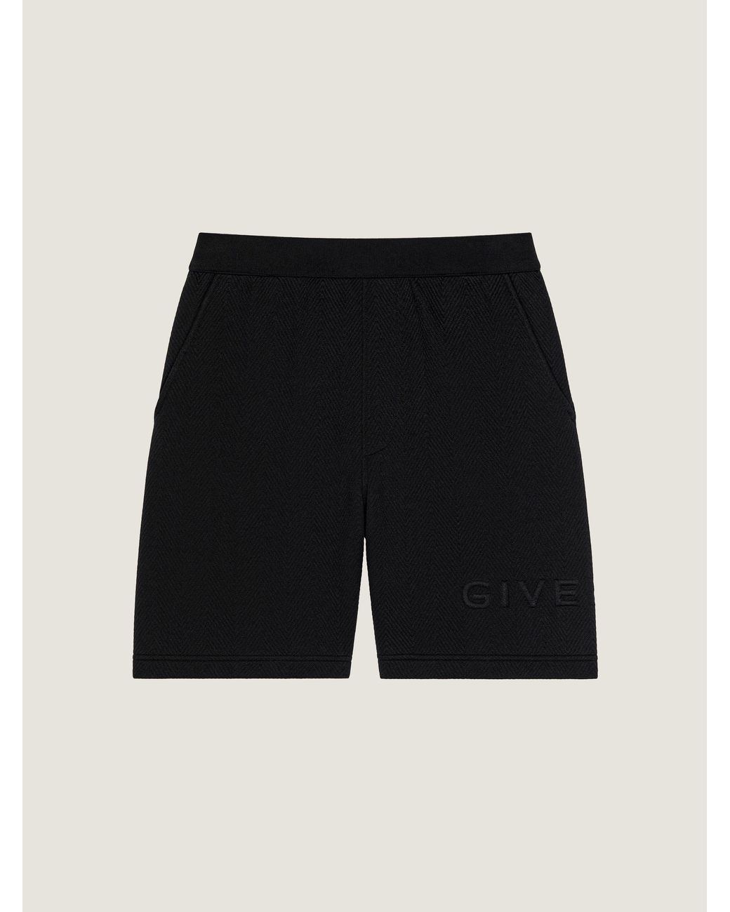 Givenchy Black Herringbone Bermuda Shorts With Jacquard for men
