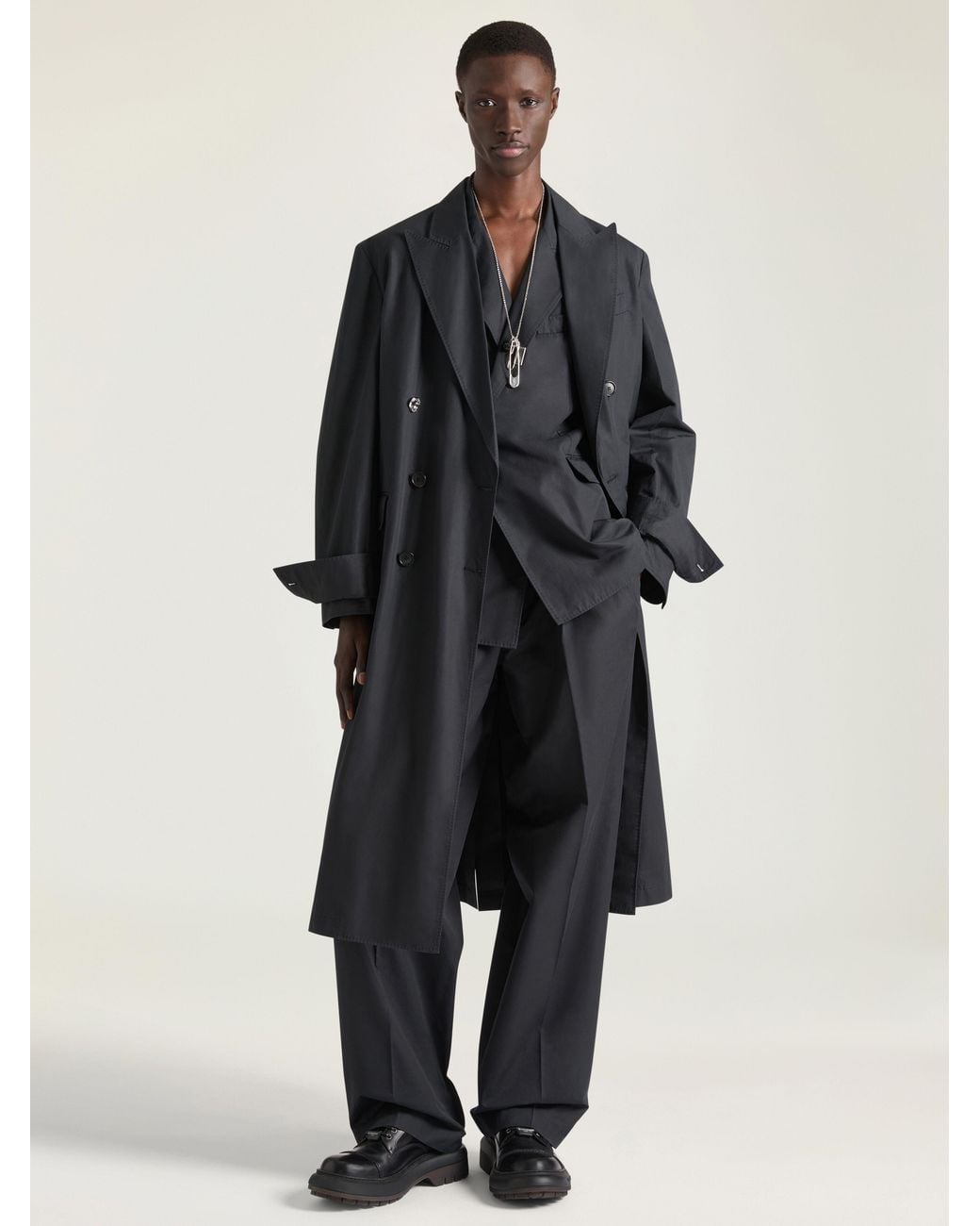 Givenchy Black Couture Seam Double-Breasted Coat for men