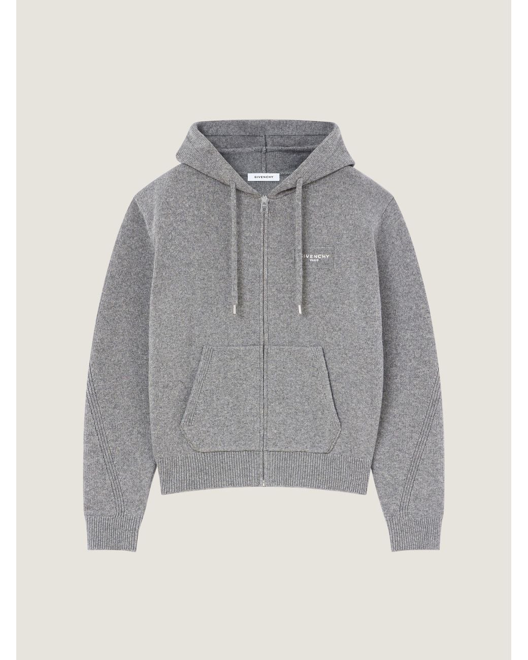 Givenchy Gray Couture Seam Zipped Hoodie for men