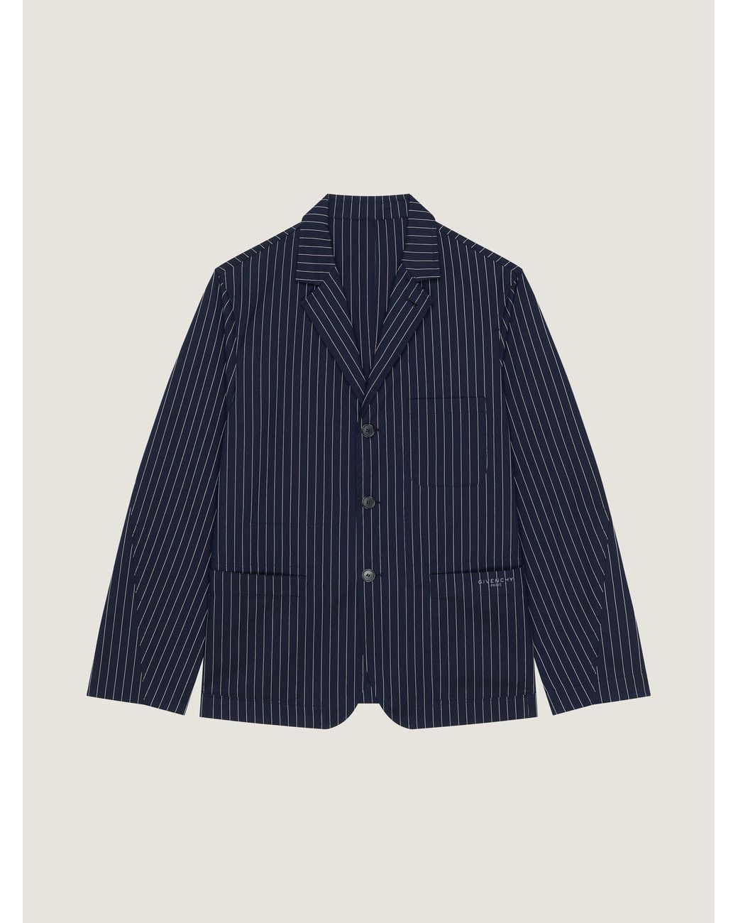 Givenchy Blue Single-Breasted Deconstructed Striped Jacket for men