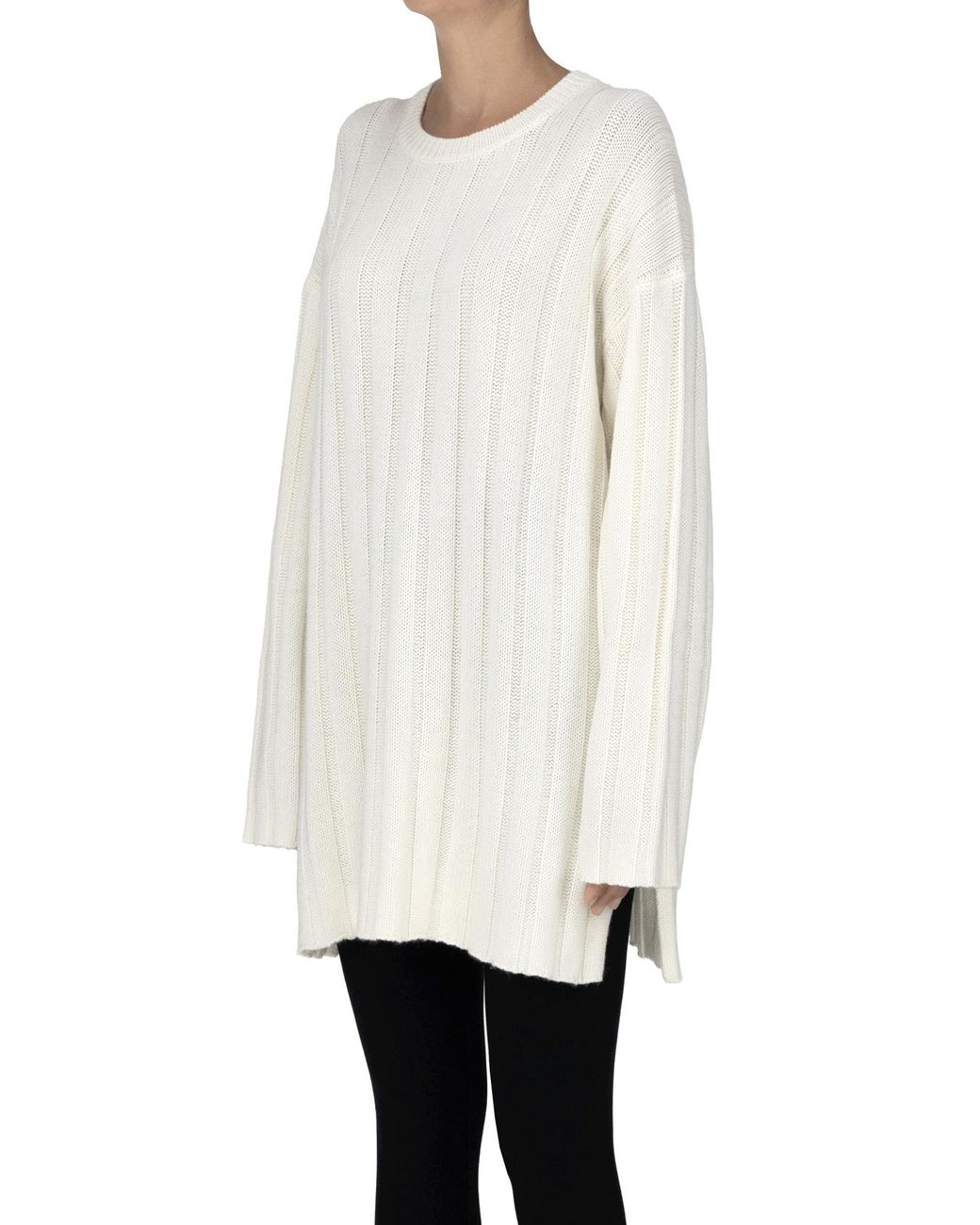Allude White Ribbed Maxi Pullover