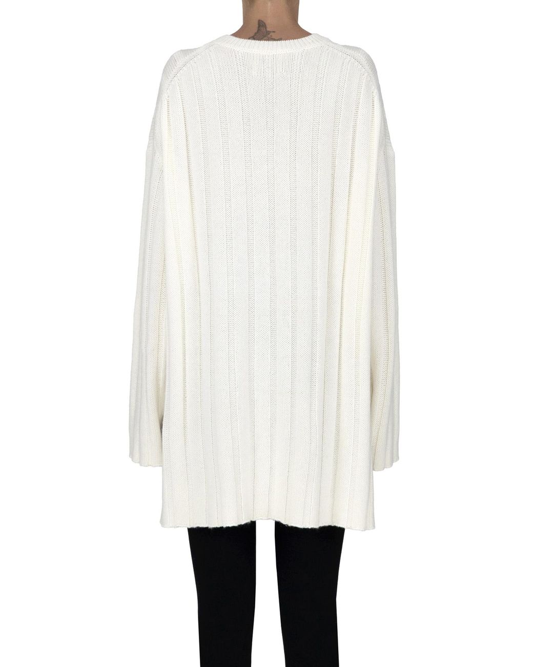 Allude White Ribbed Maxi Pullover