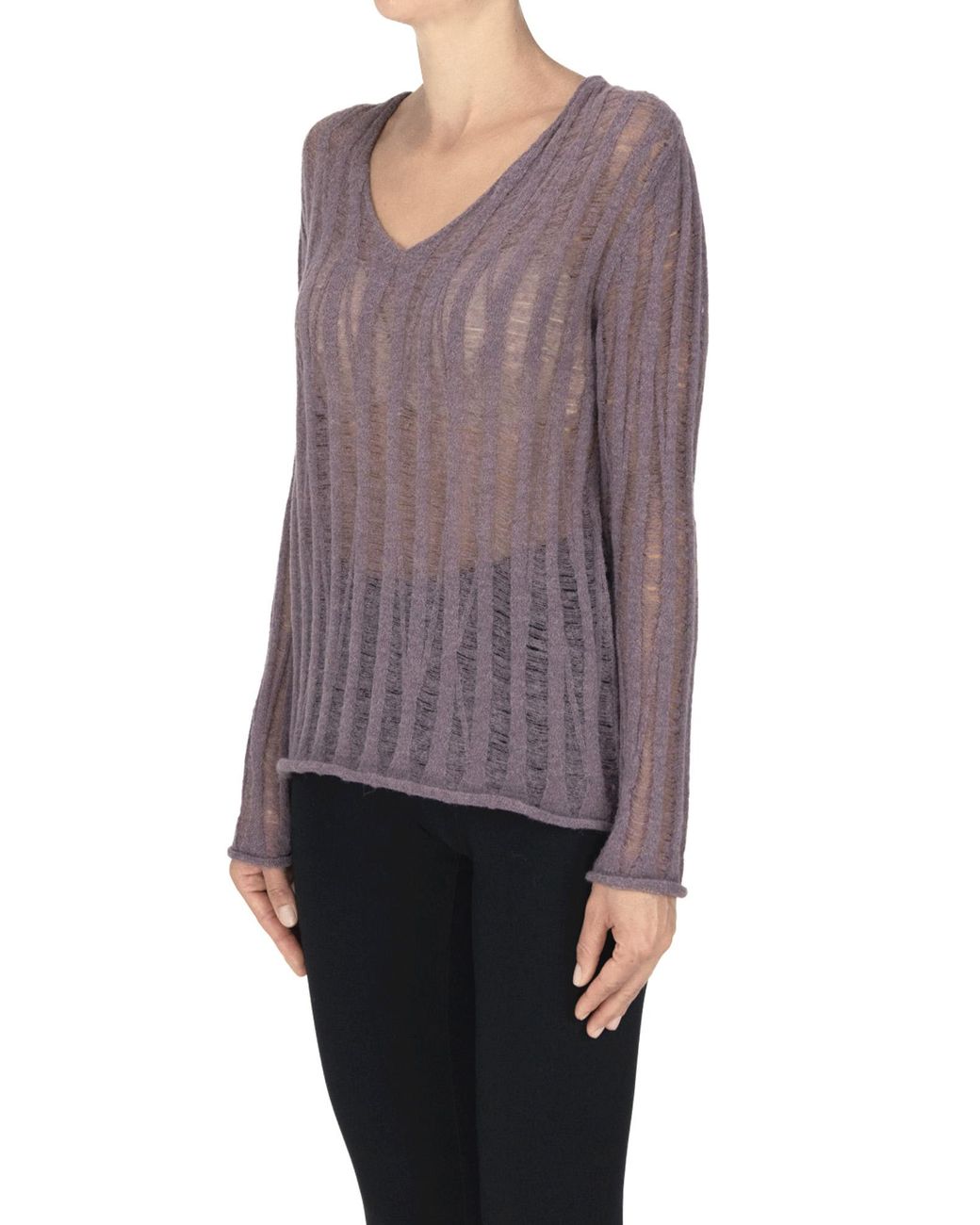 Alpha Studio Purple Textured Knit Pullover