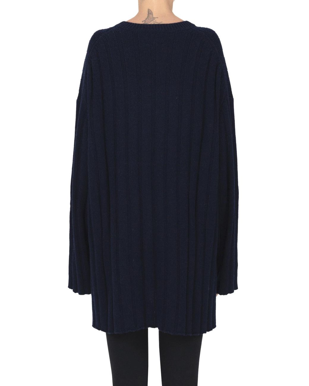 Allude Blue Ribbed Maxi Pullover